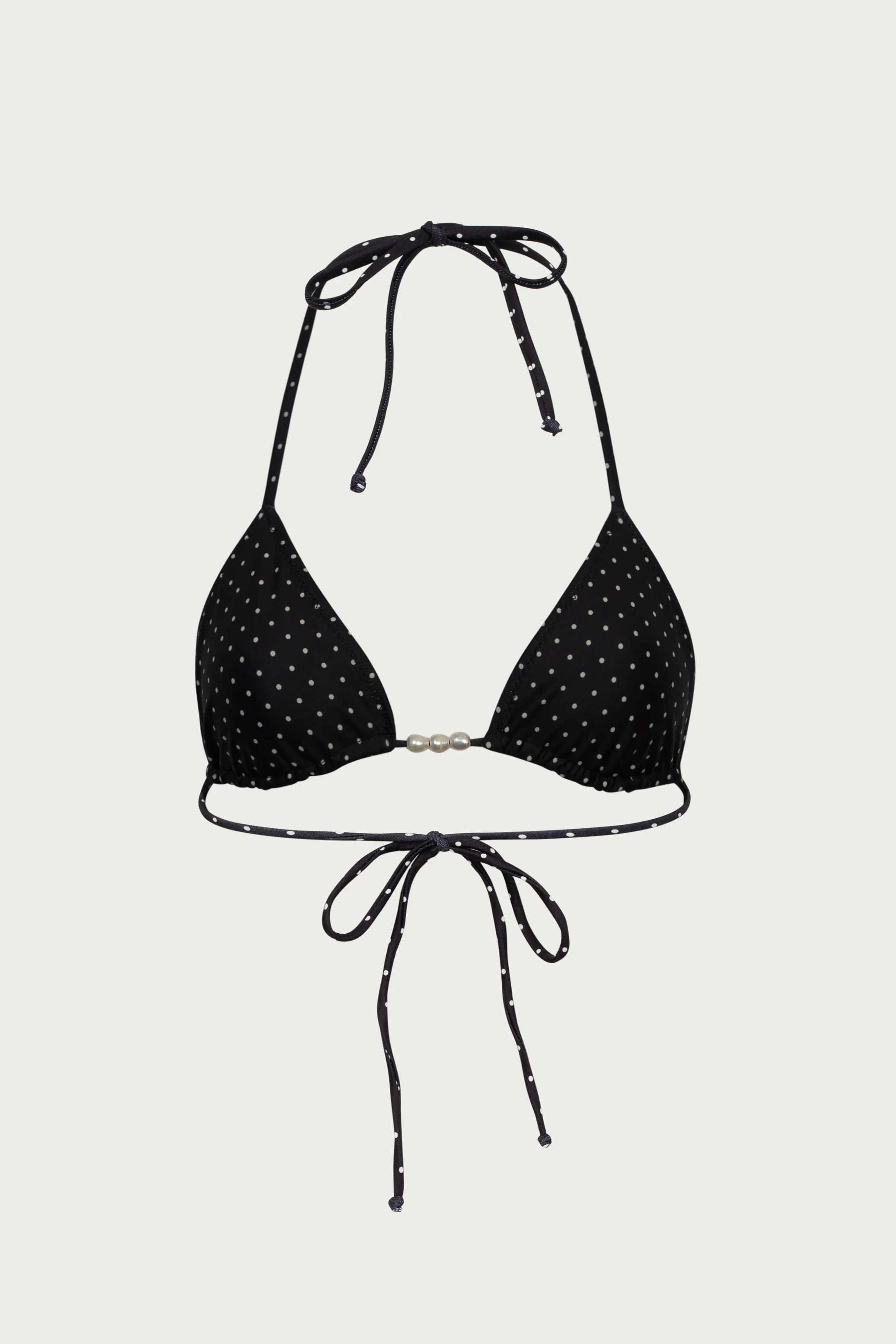 Beaded Triangle Top (Black Cream Polka Dot) - Image 3