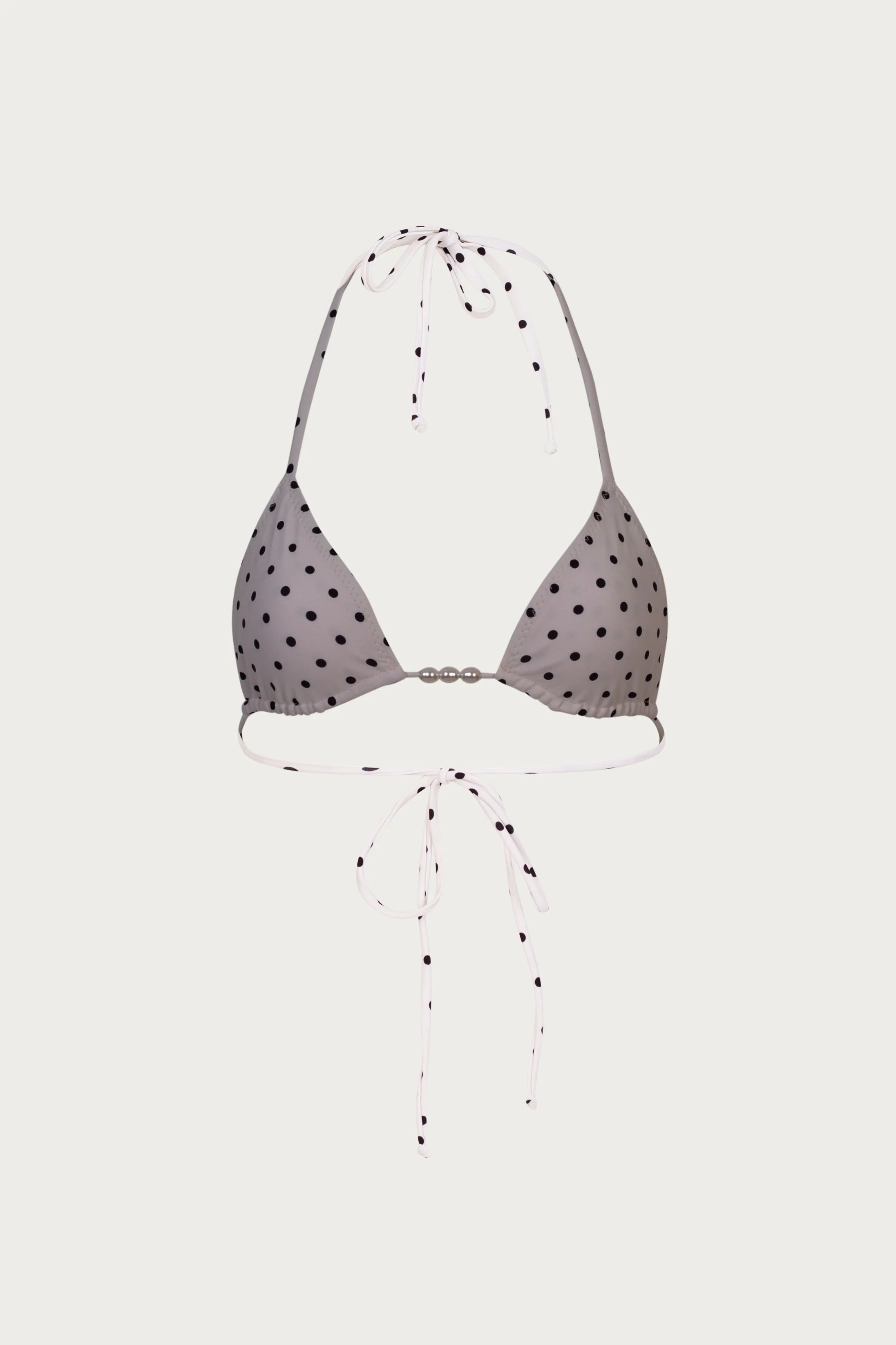 Beaded Triangle Top (Cream Black Polka Dot) - Image 5