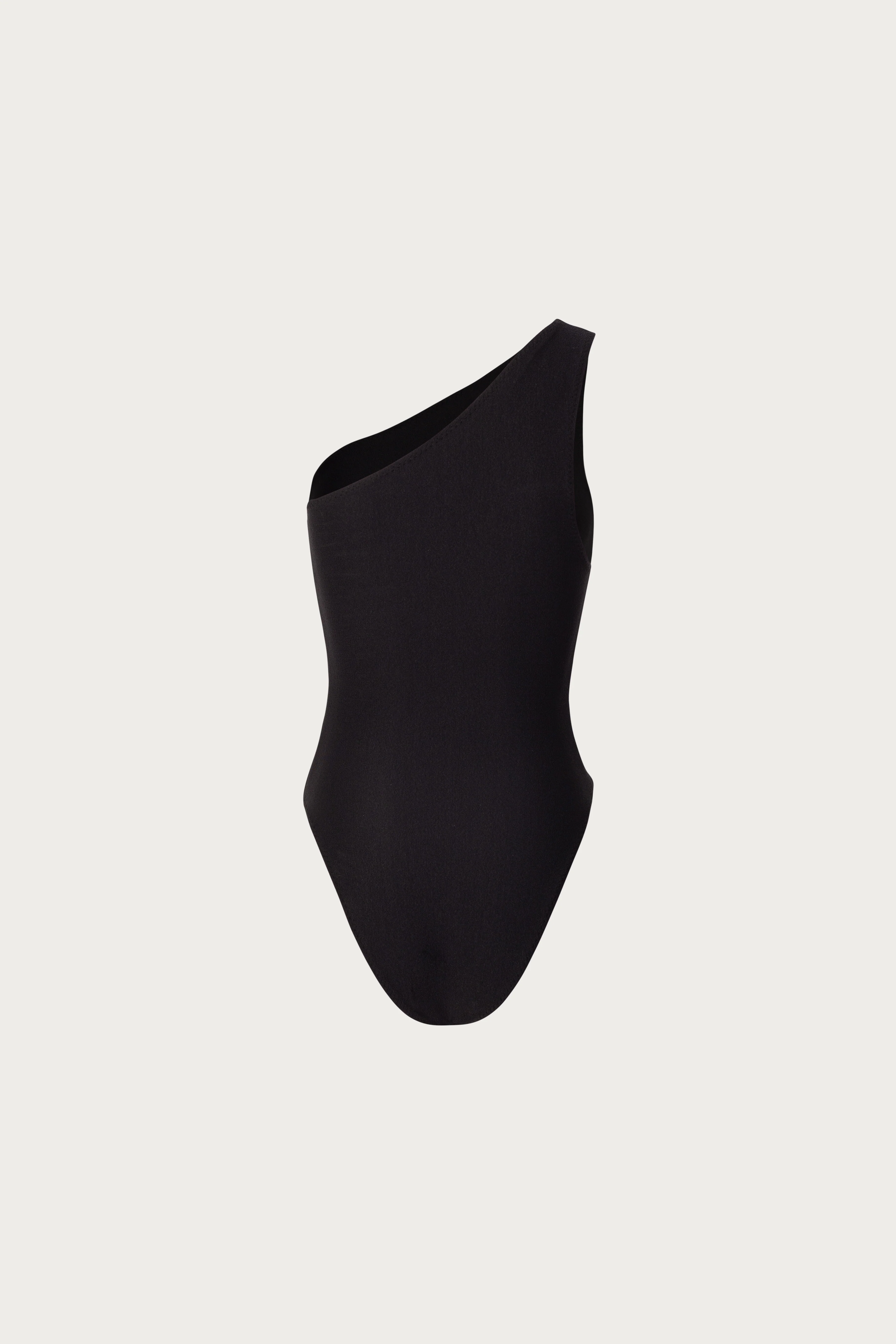 One Shoulder One Piece (Faux Suede Black) - Image 6