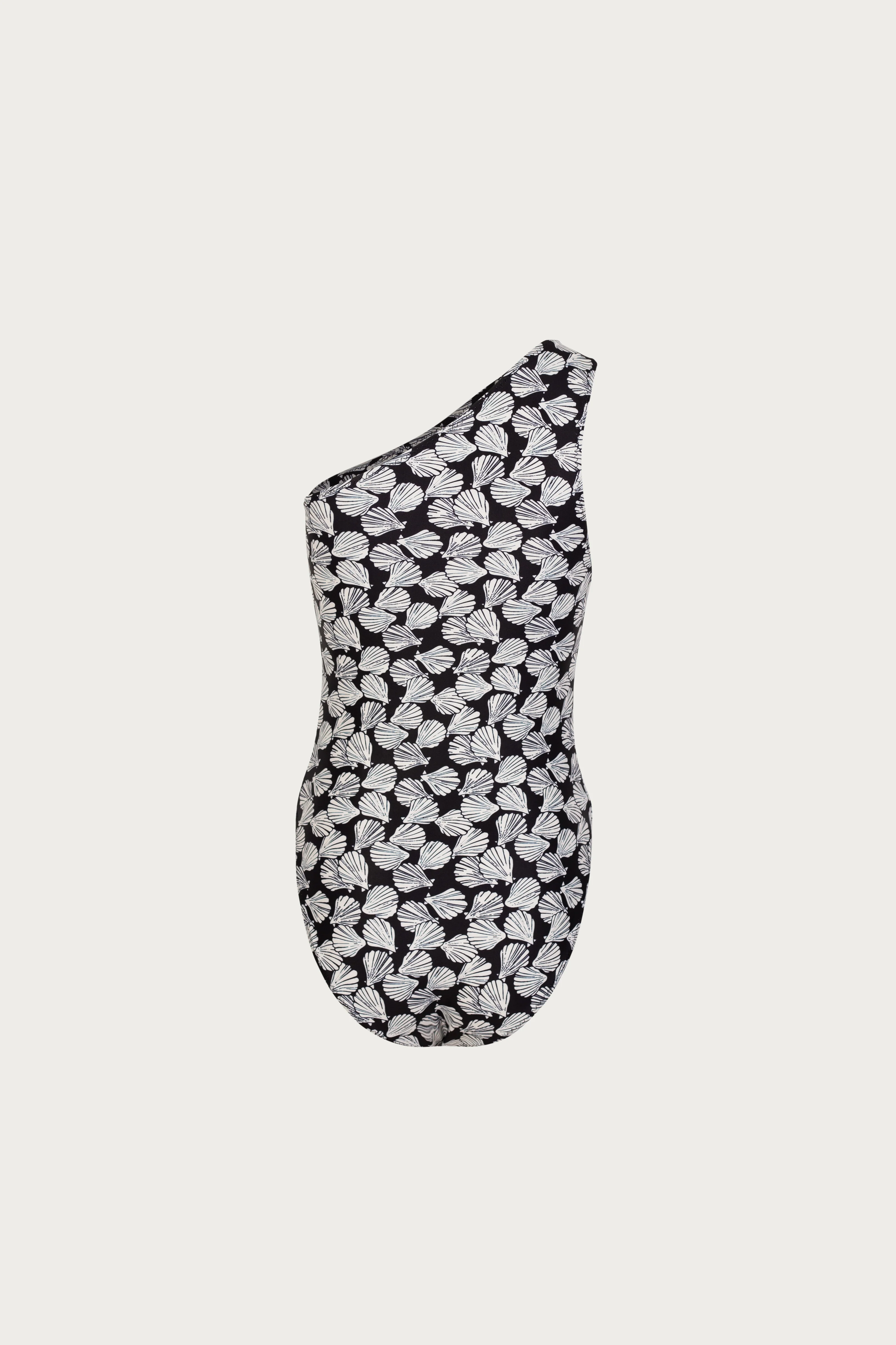 One Shoulder One Piece (Palm Beach Shell Black/Cream) - Image 6