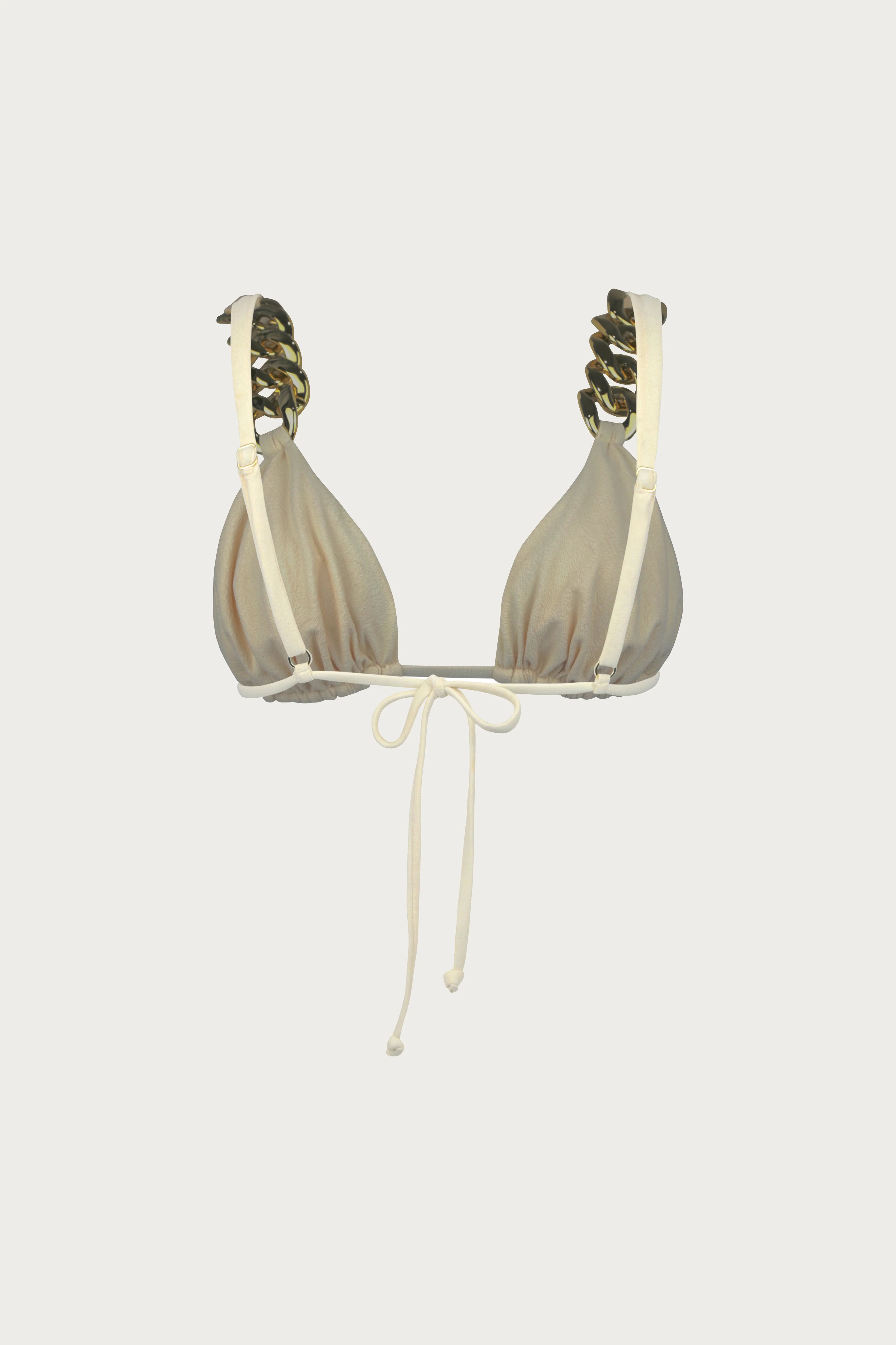Gold Chain Triangle (Faux Suede Cream) - Image 3