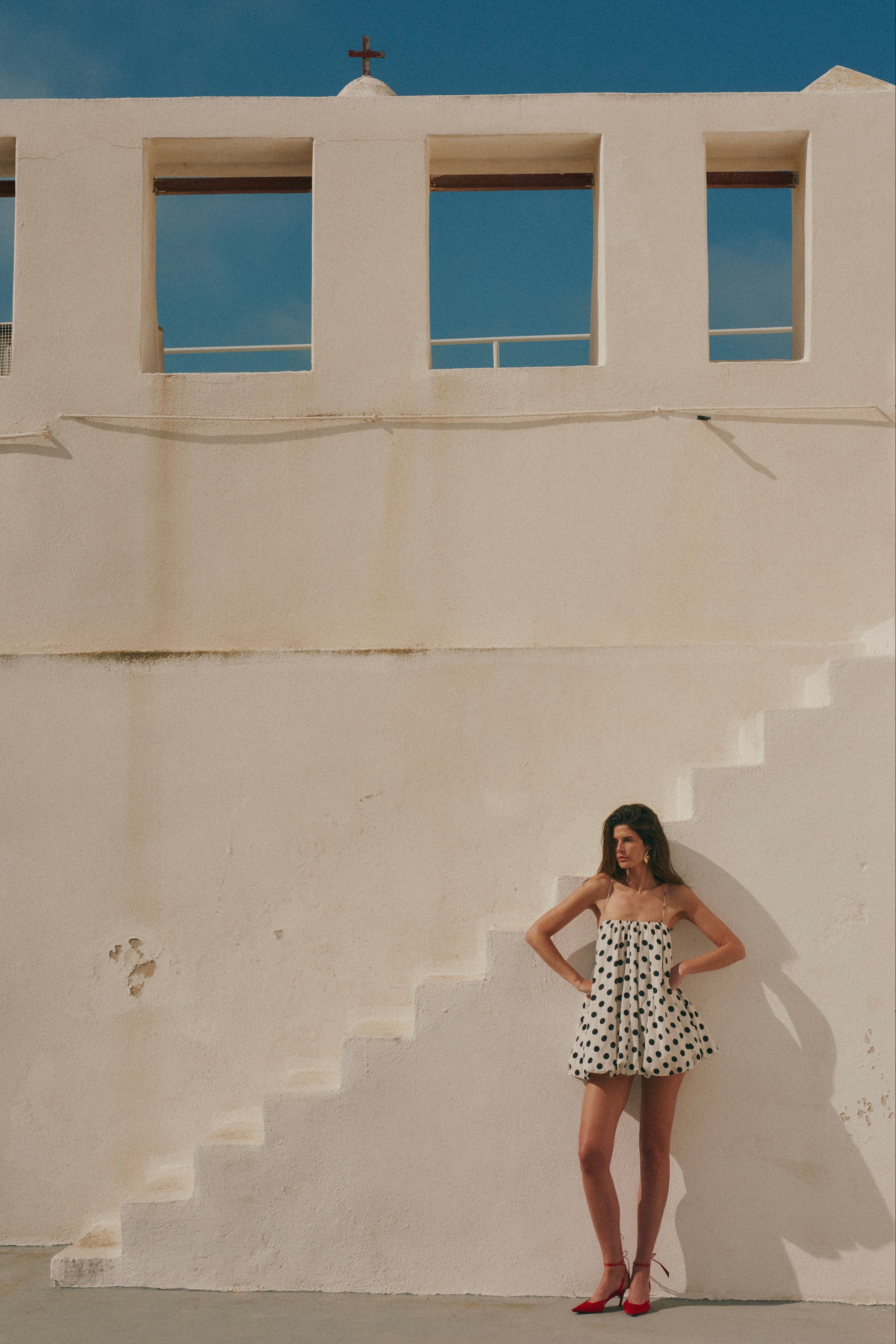 Bubble Mini Dress (Cream Polka Dot) - Image 3