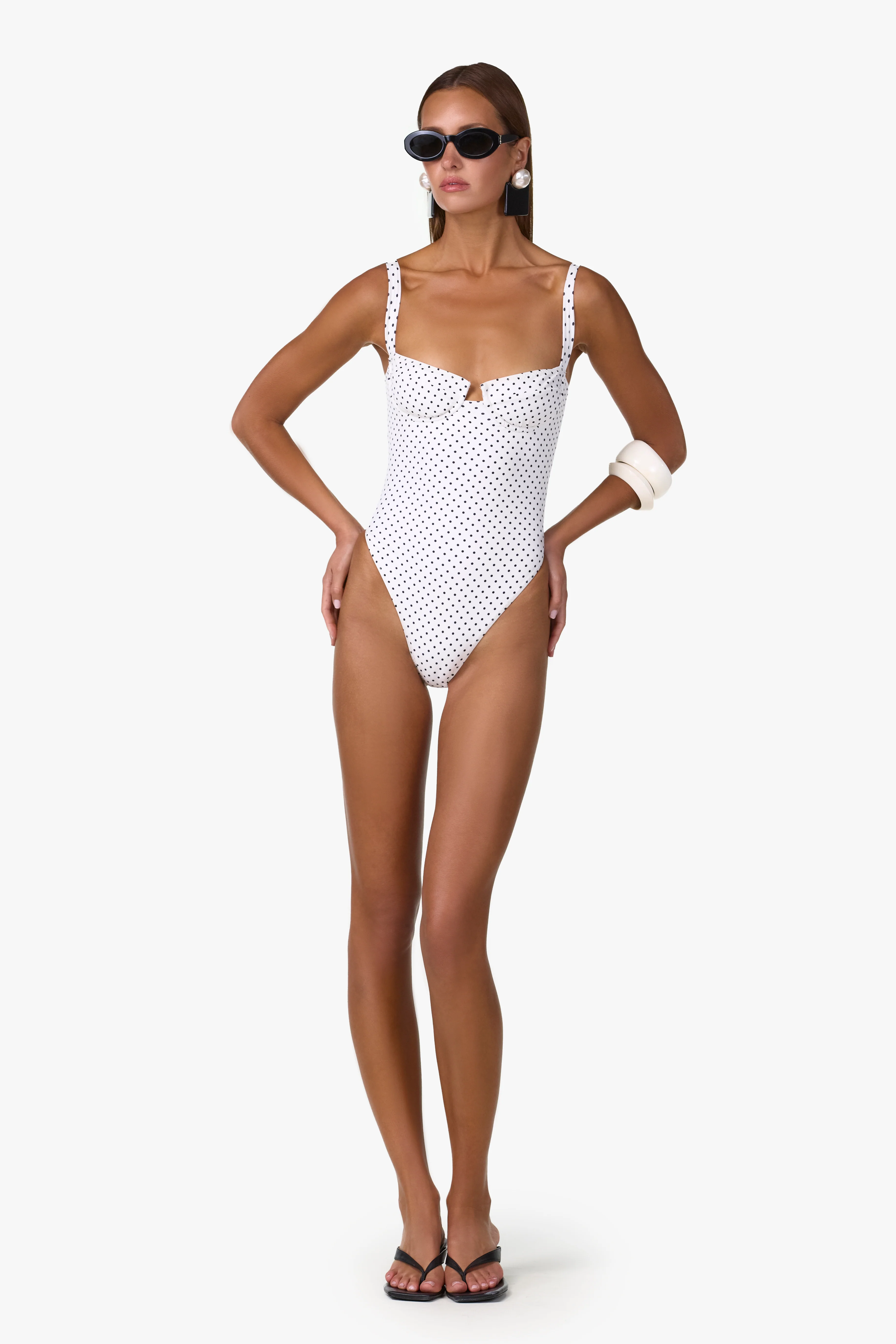 Bustier One Piece (Cream Black Polka Dot) - Image 3