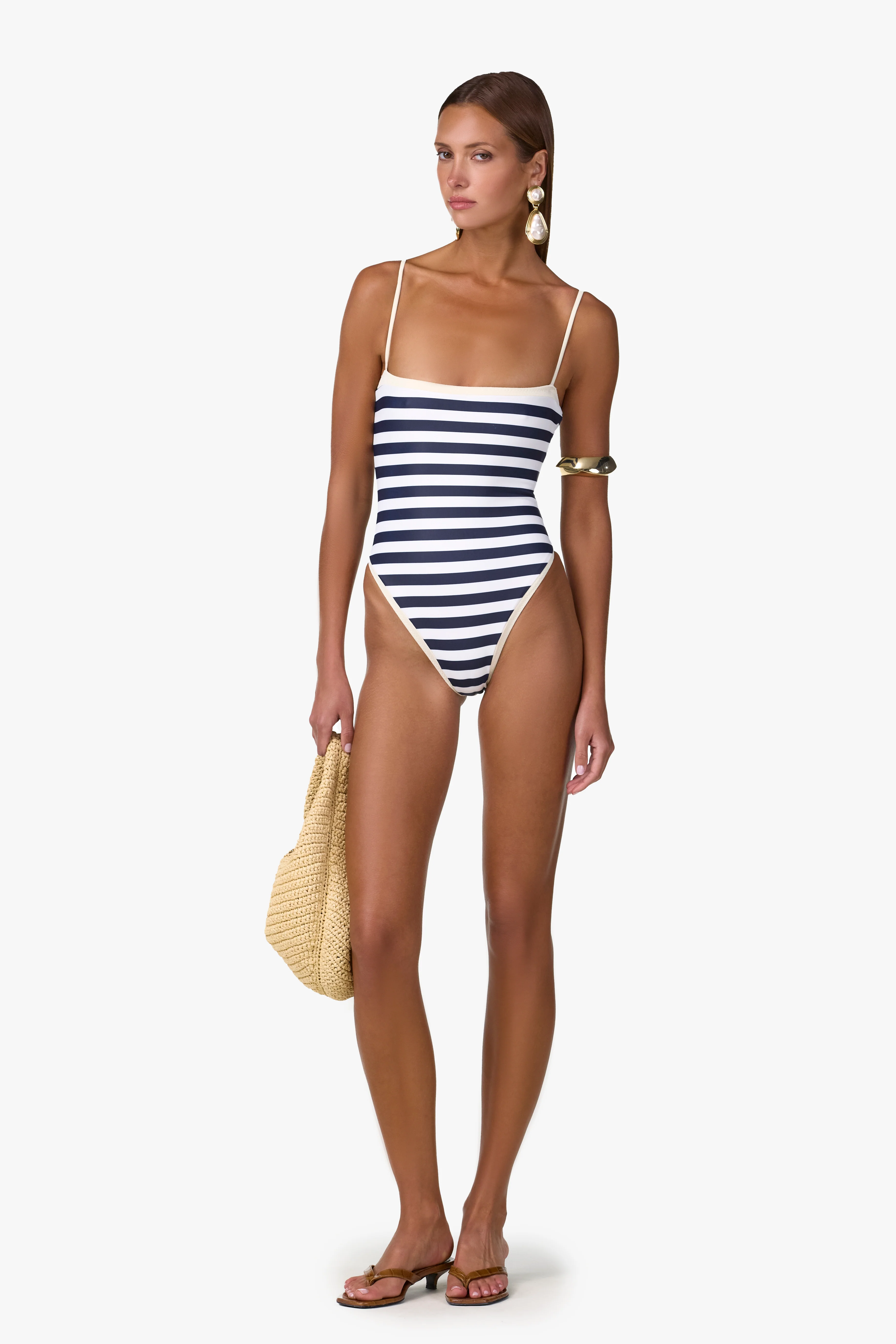 Colorblock One Piece (Navy Cream Stripe) - Image 3