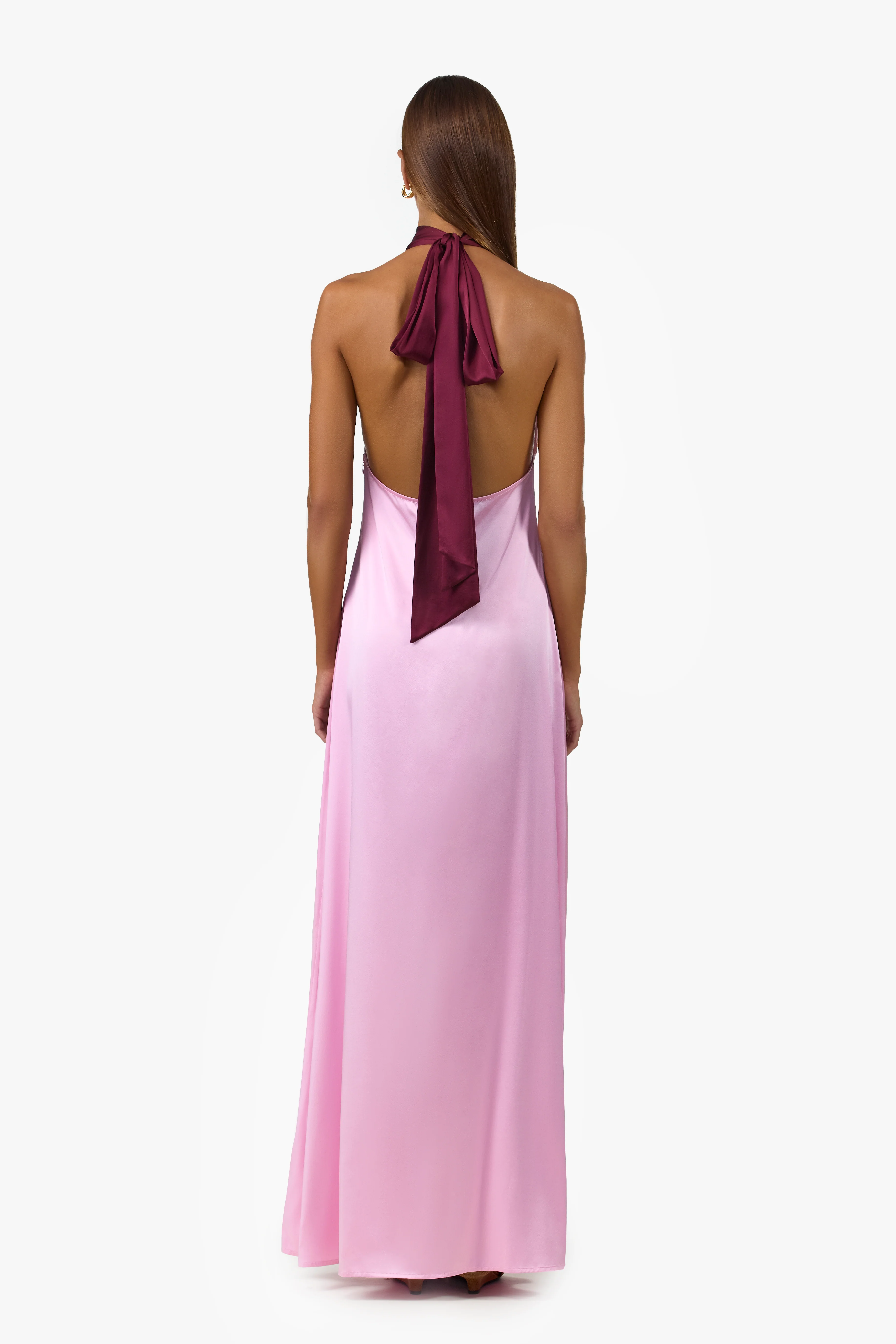 Contrast Tie Neck Gown (Lilac Pink) - Image 4