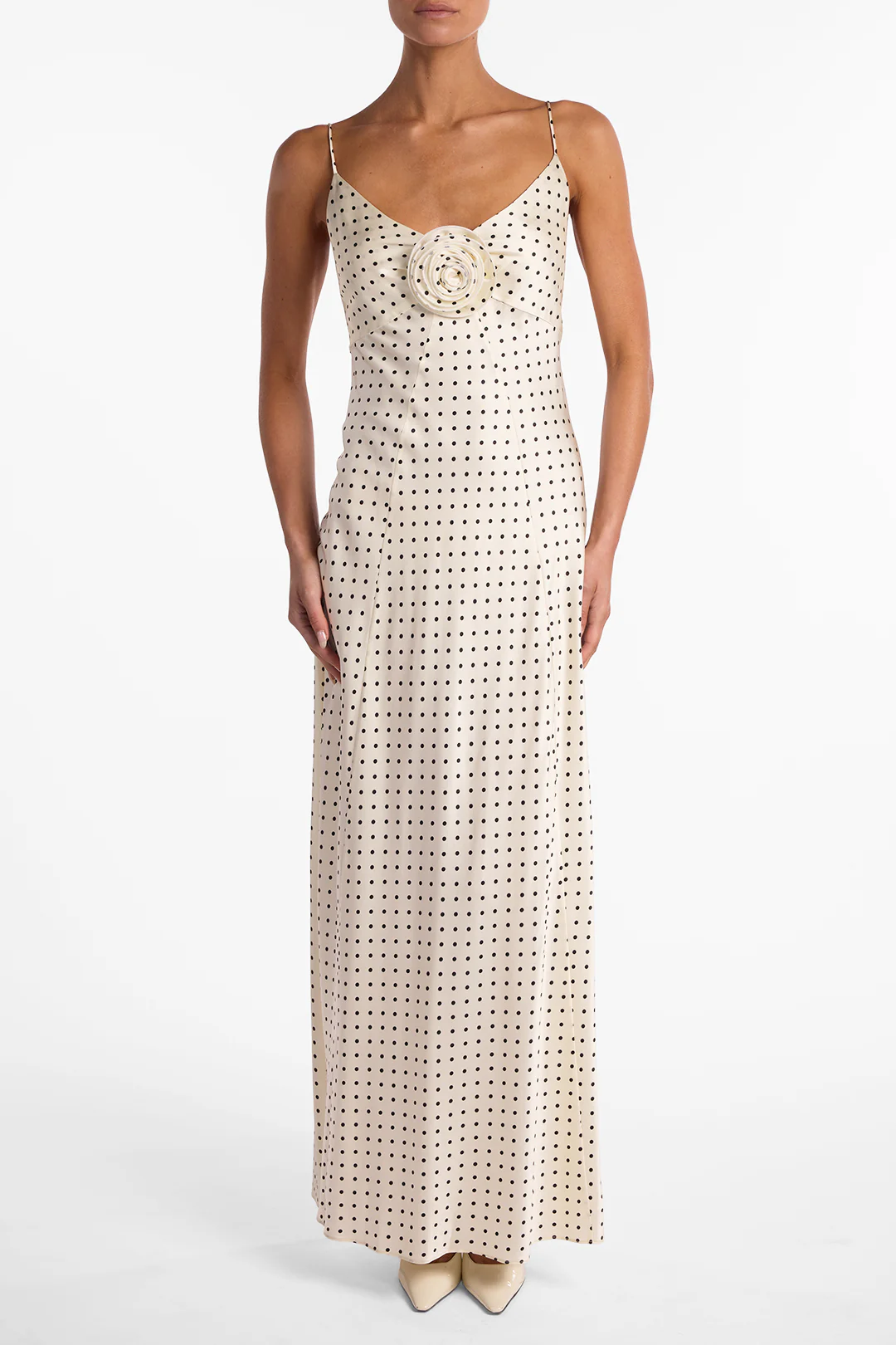 Deep V Rosette Gown (Cream Polka Dot) - Image 4