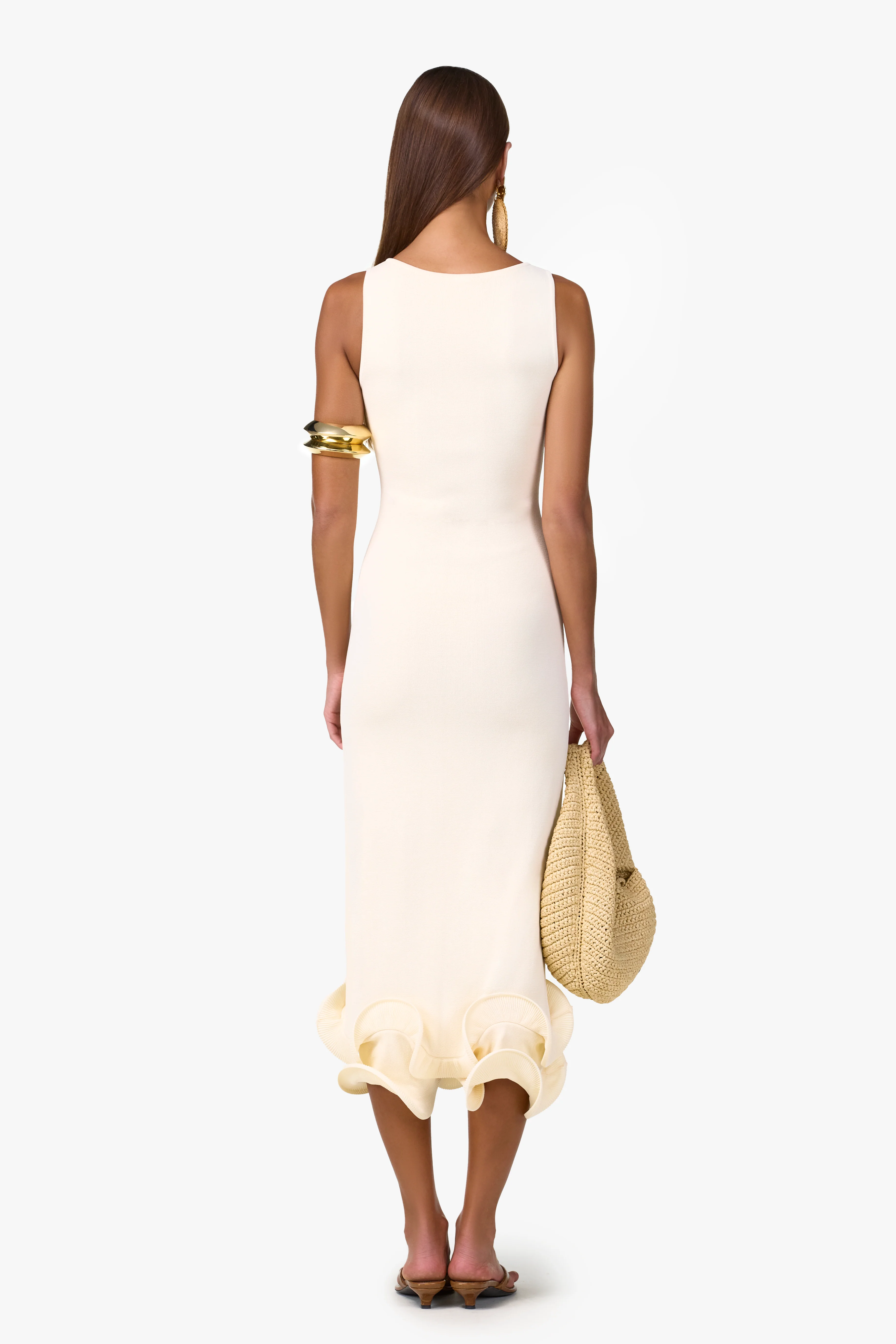 Double Ruffle Hem Midi Dress (Cream) - Image 3