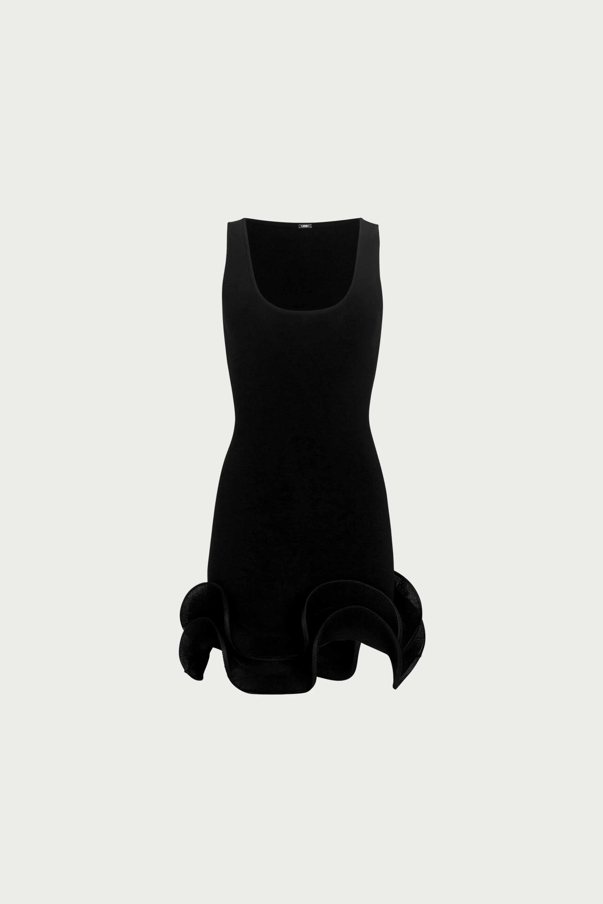 Double Ruffle Hem Mini Dress (Black)