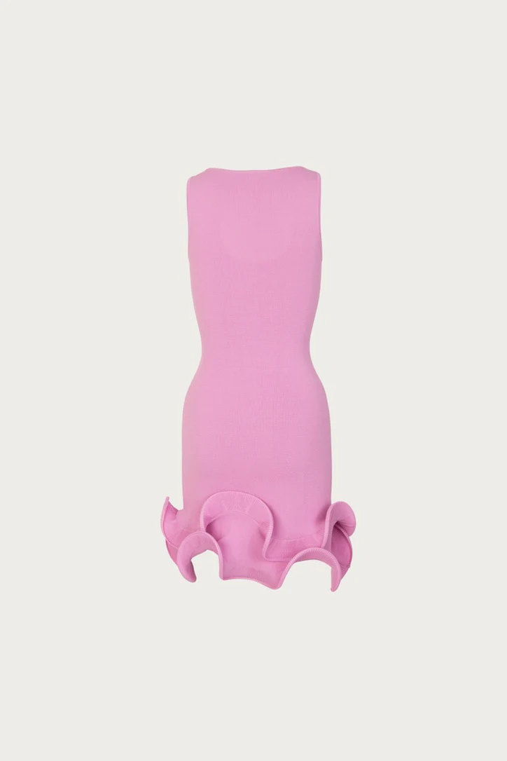 Double Ruffle Hem Mini Dress (Lilac Pink) - Image 9