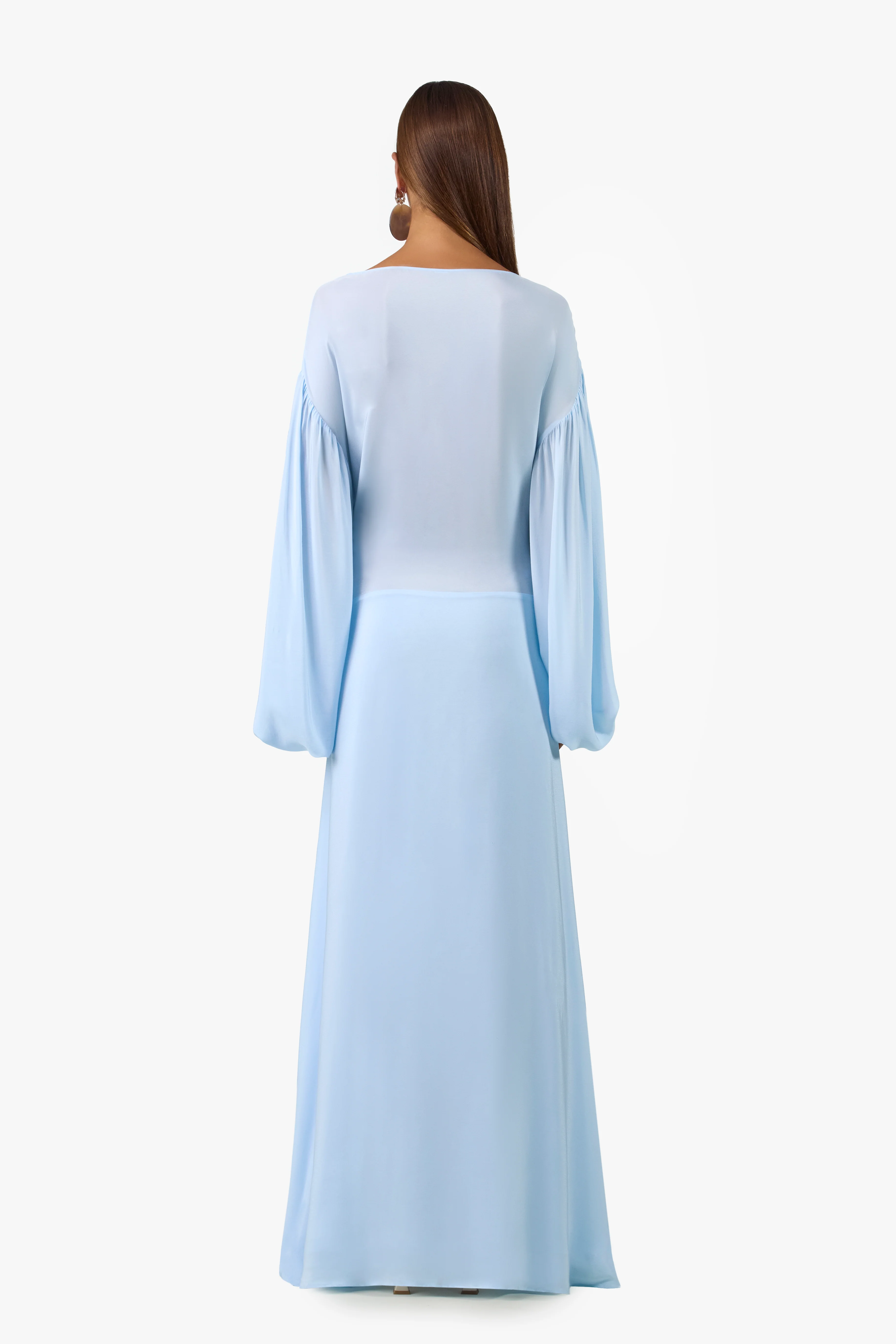 Draped Tie Chiffon Gown (Pale Blue) - Image 4