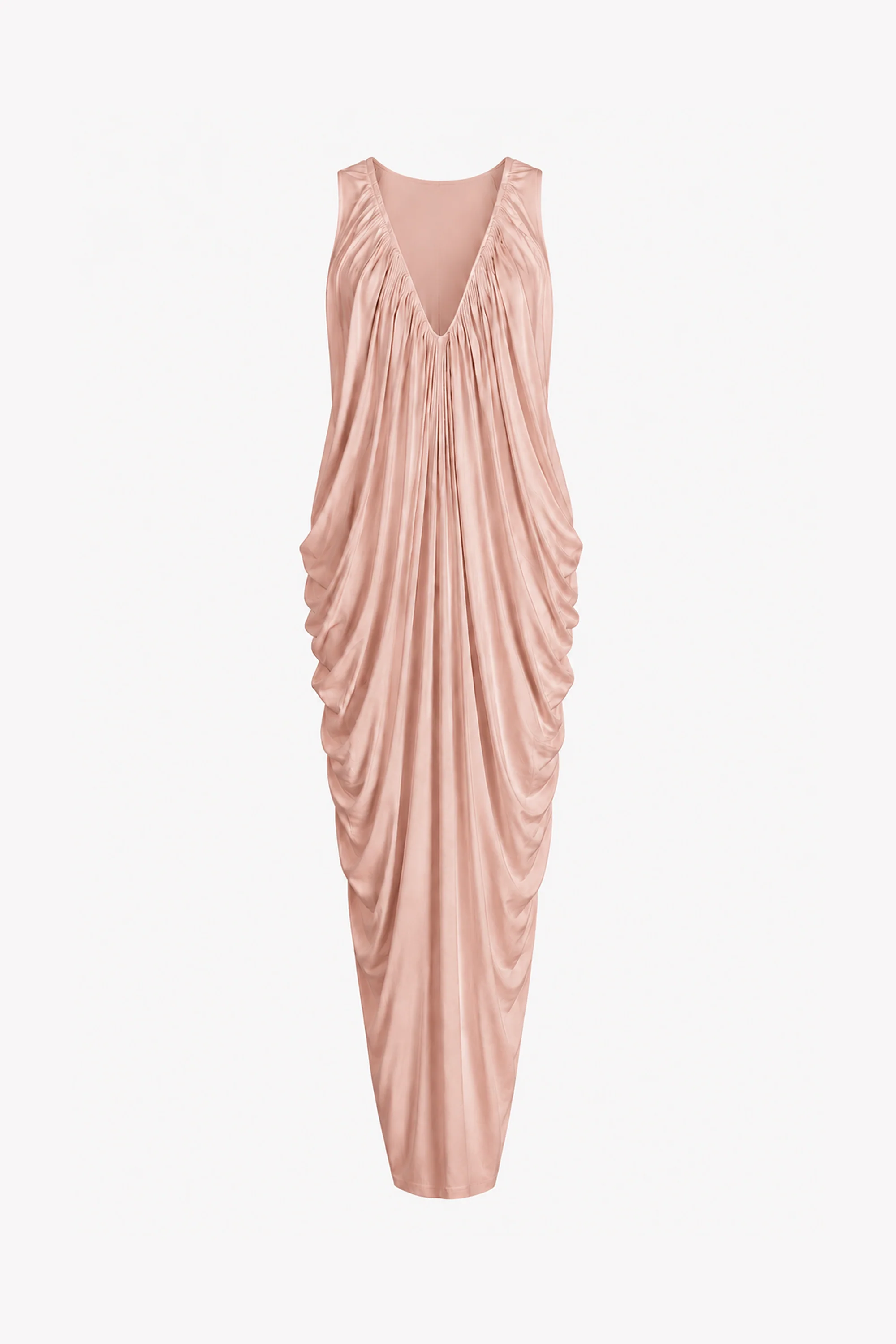 Draped V Neck Gown (Rose Clay)