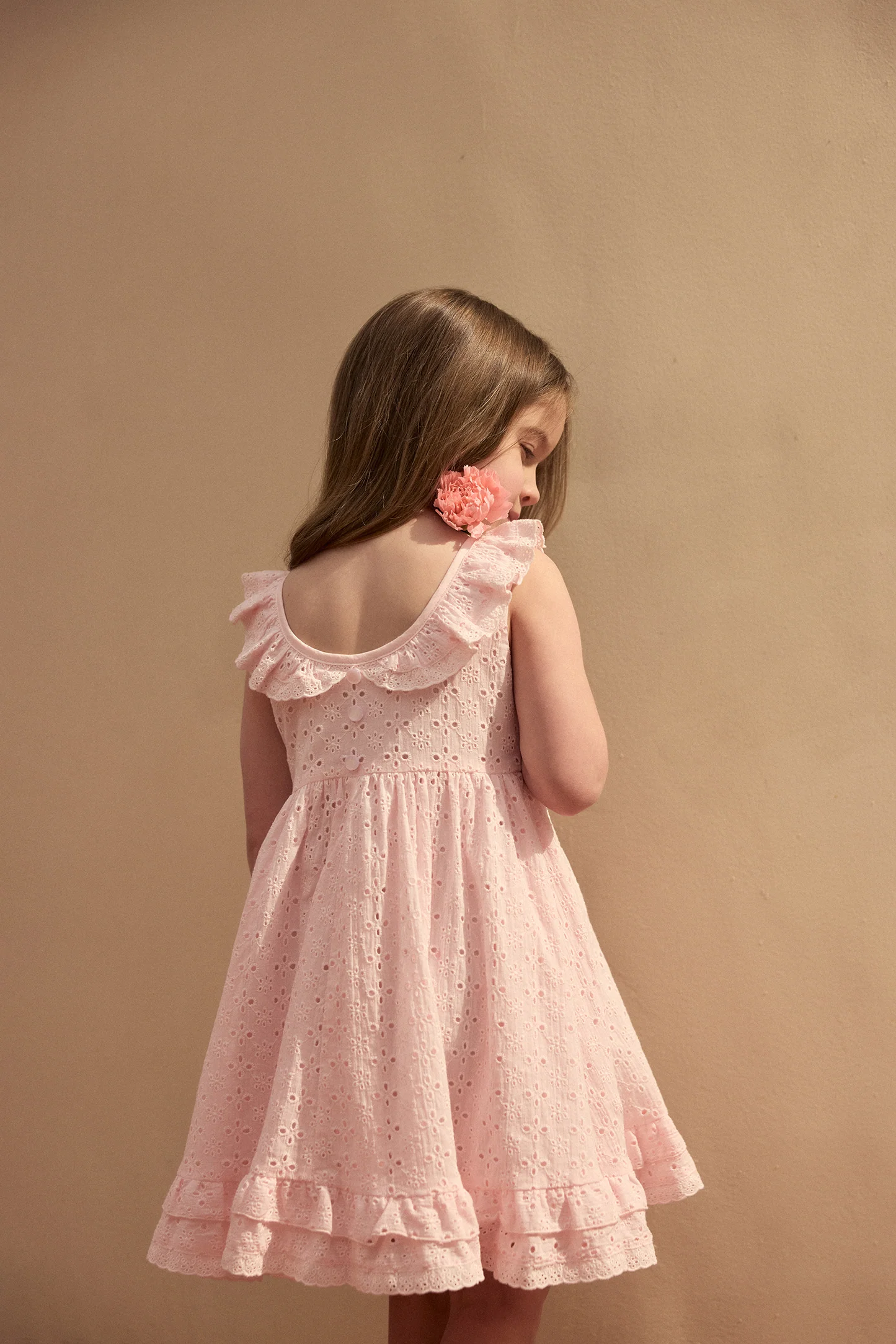 kids eyelet dress (baby pink) - Image 3