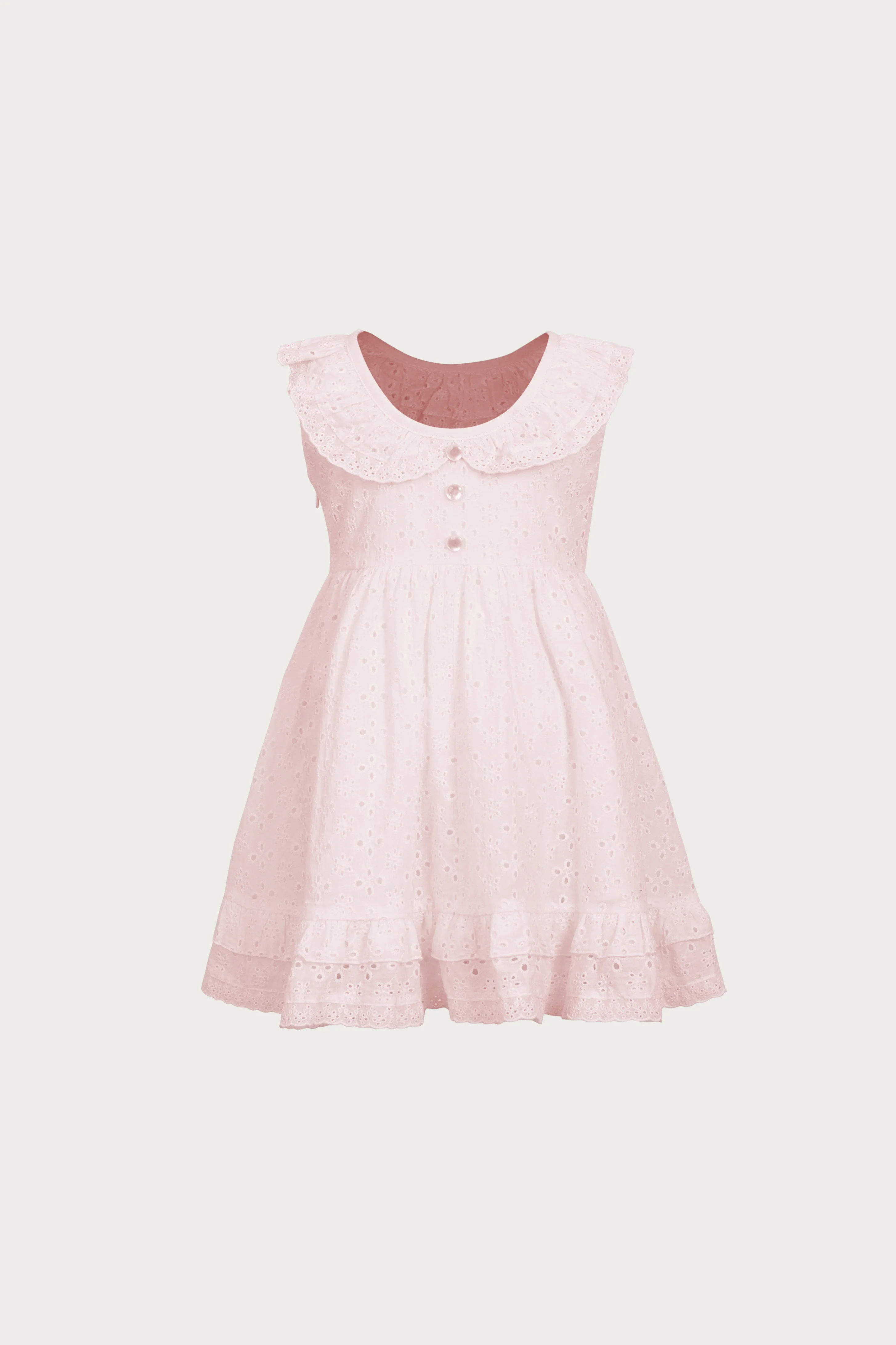kids eyelet dress (baby pink) - Image 4