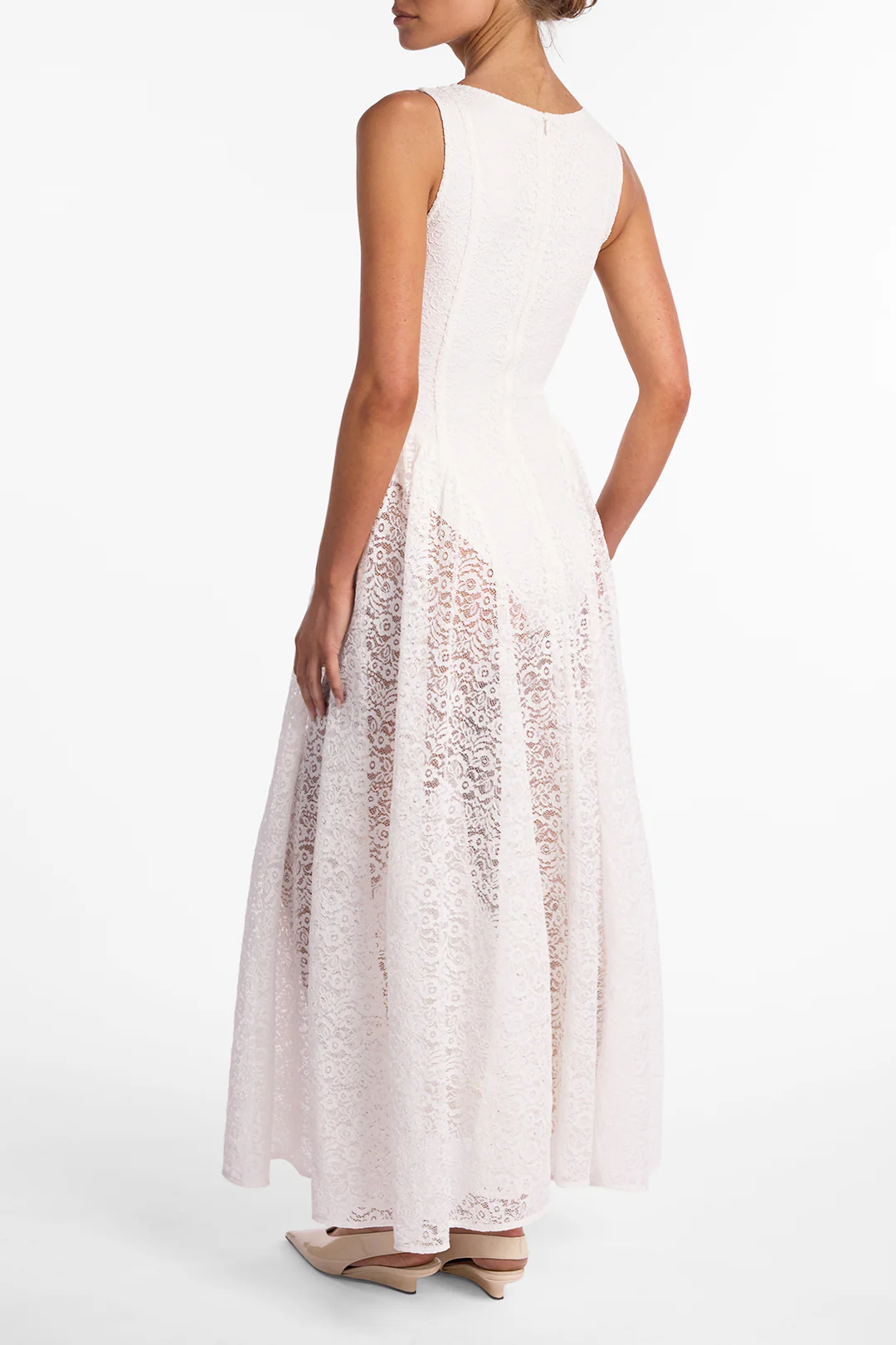French Lace Midi Dress (White) - Image 4
