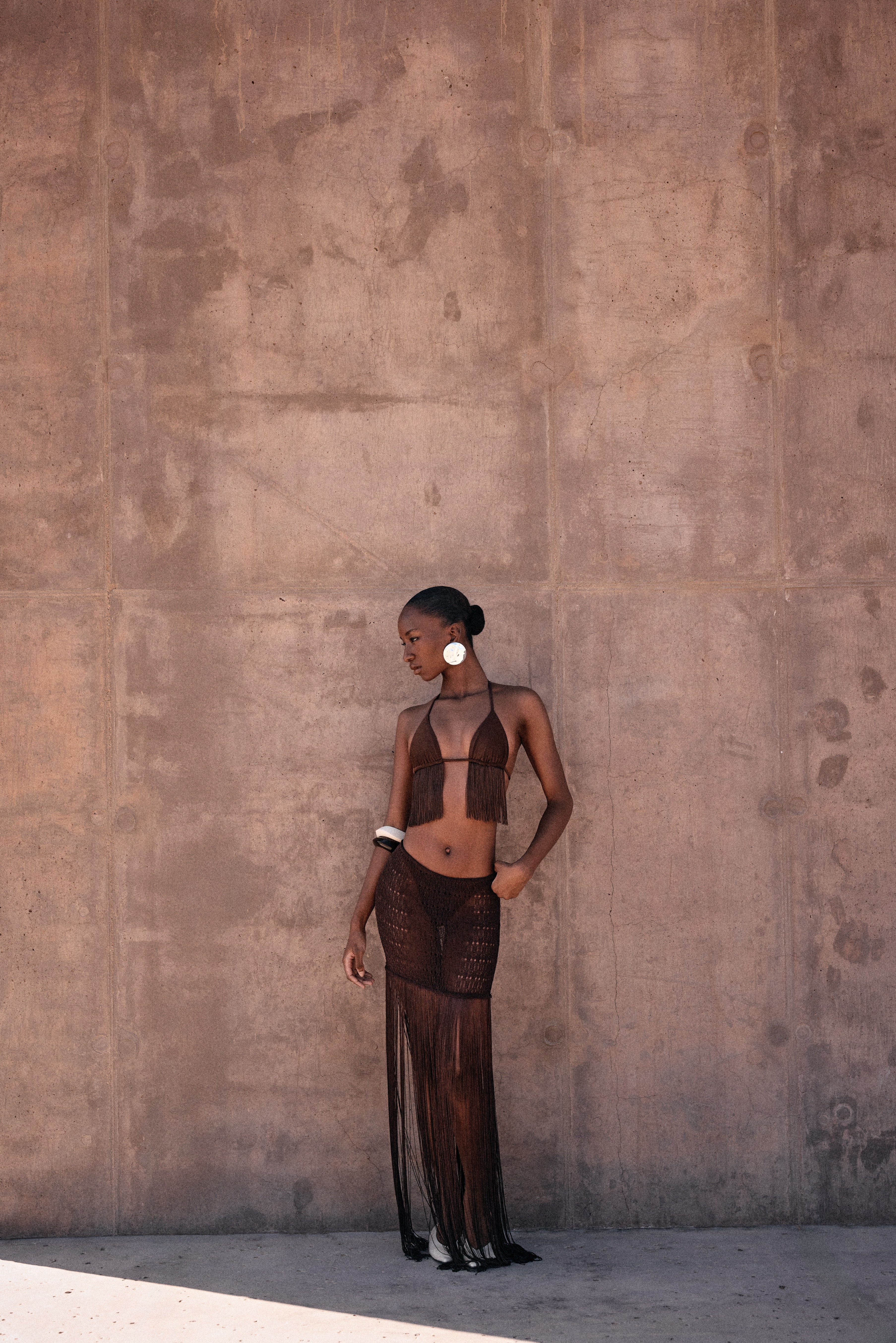 Fringe Knit Maxi Skirt (Chocolate Brown) - Image 5