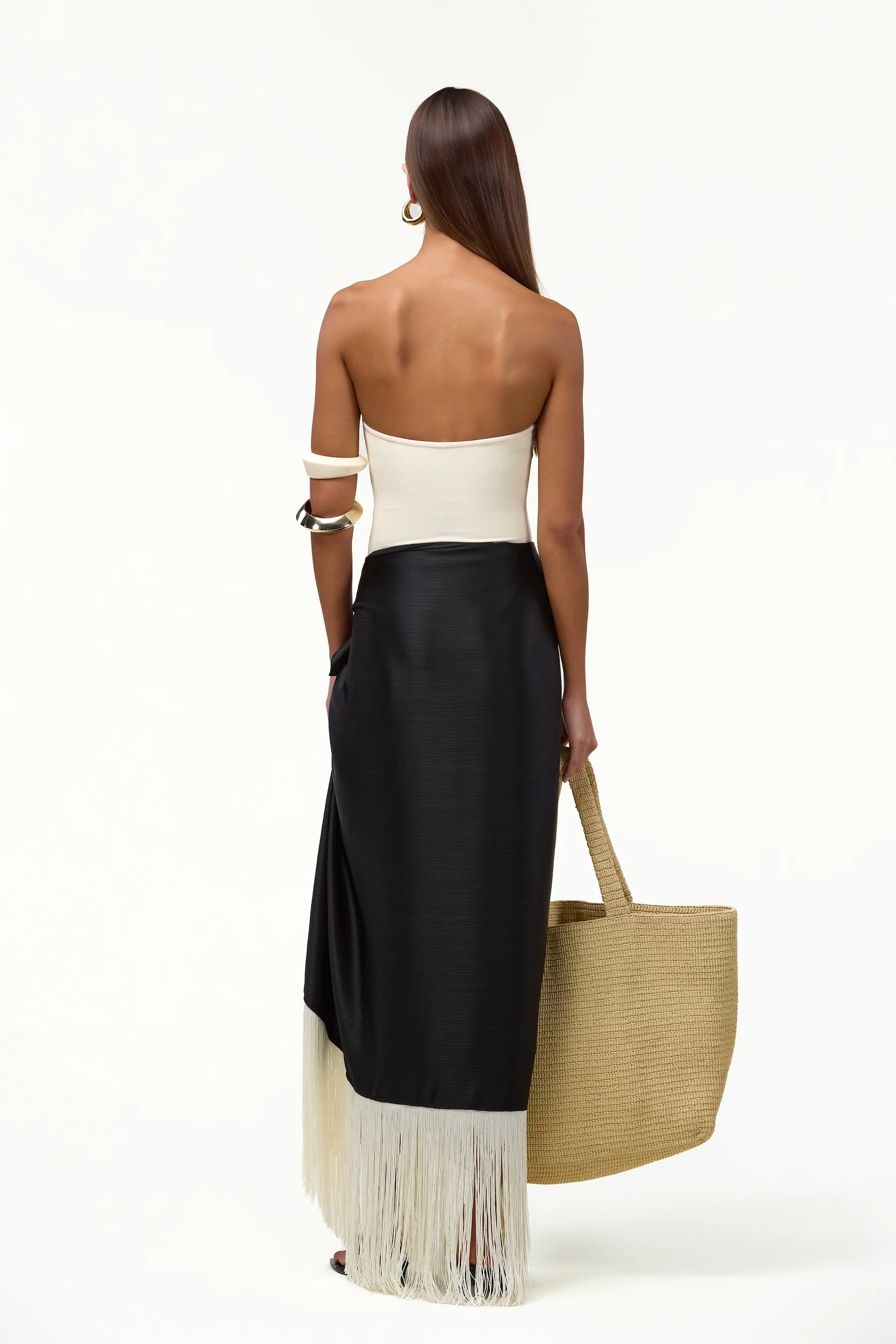 Fringe Sarong (Black/Cream) - Image 6