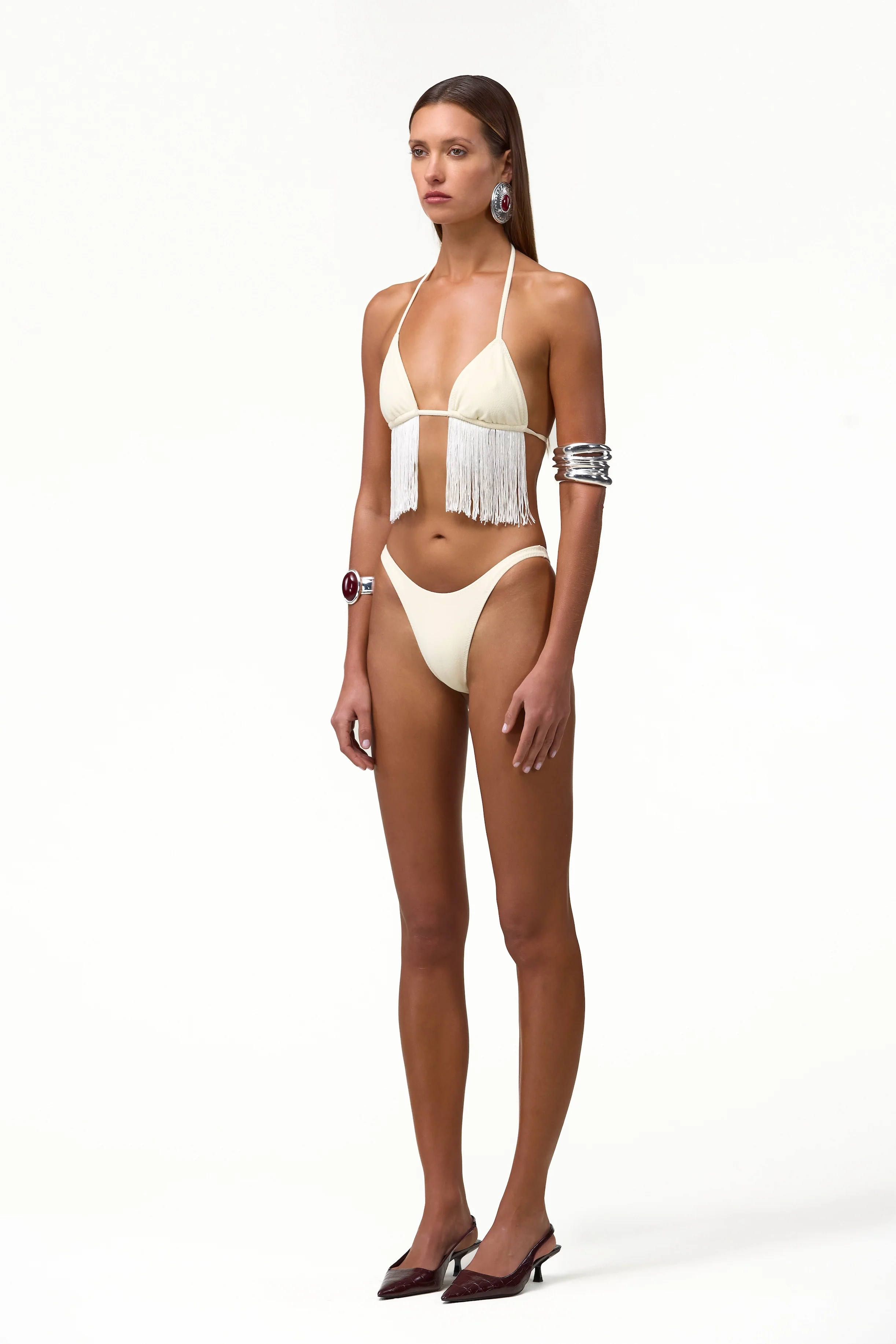 Fringe Triangle Top (Faux Suede Cream) - Image 7