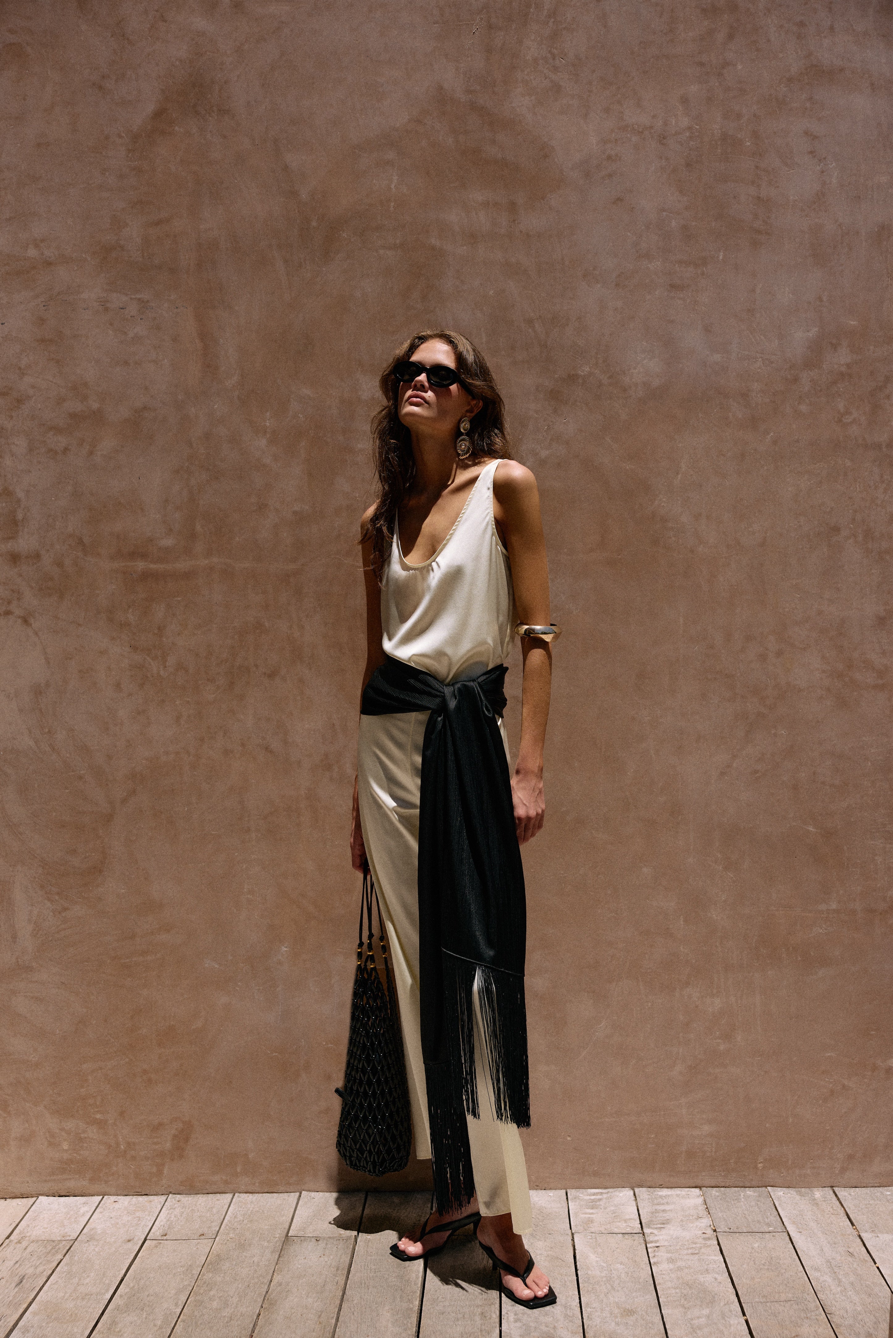 Fringe Waist Scarf (Black) - Image 2