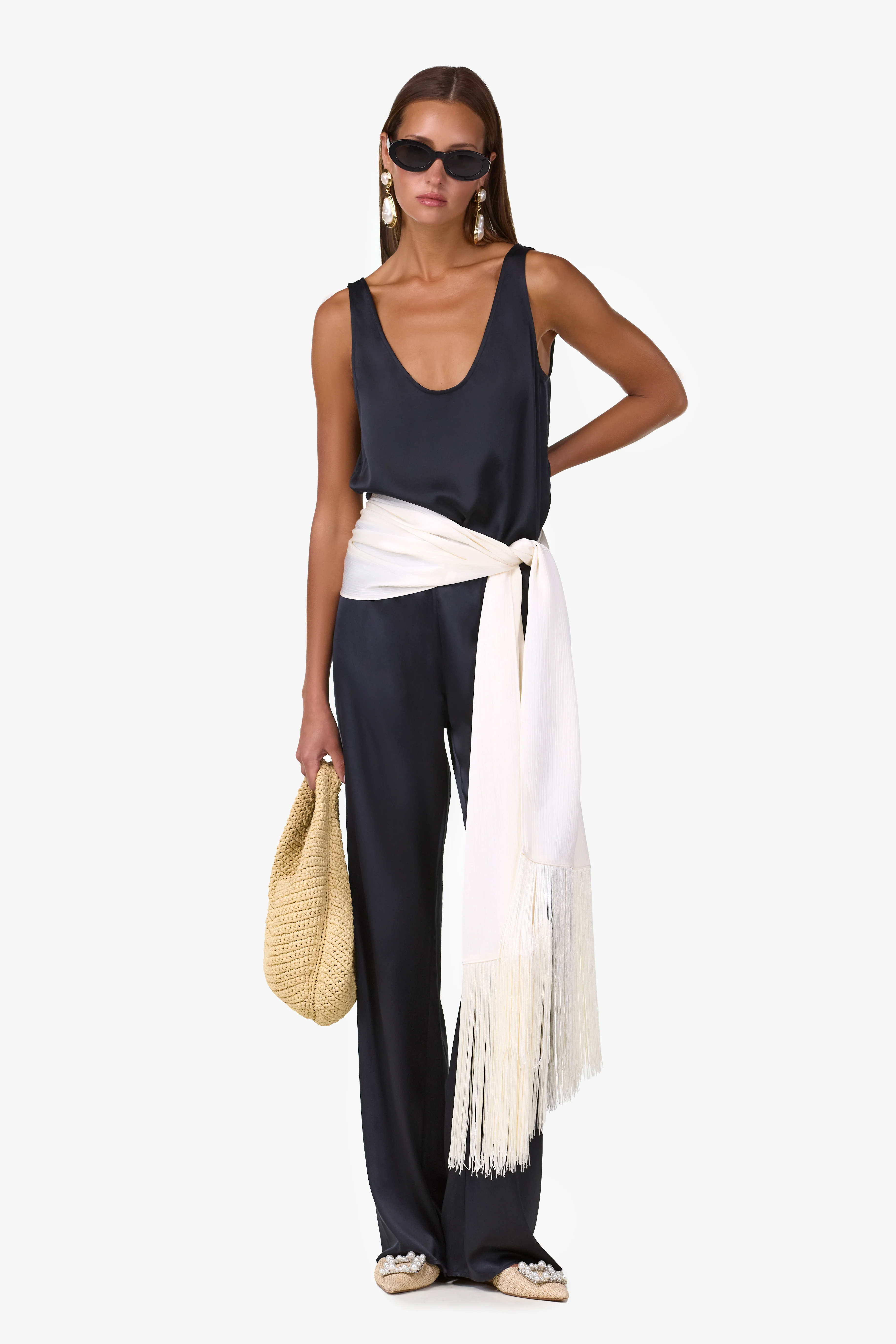 Fringe Waist Scarf (Cream) - Image 4