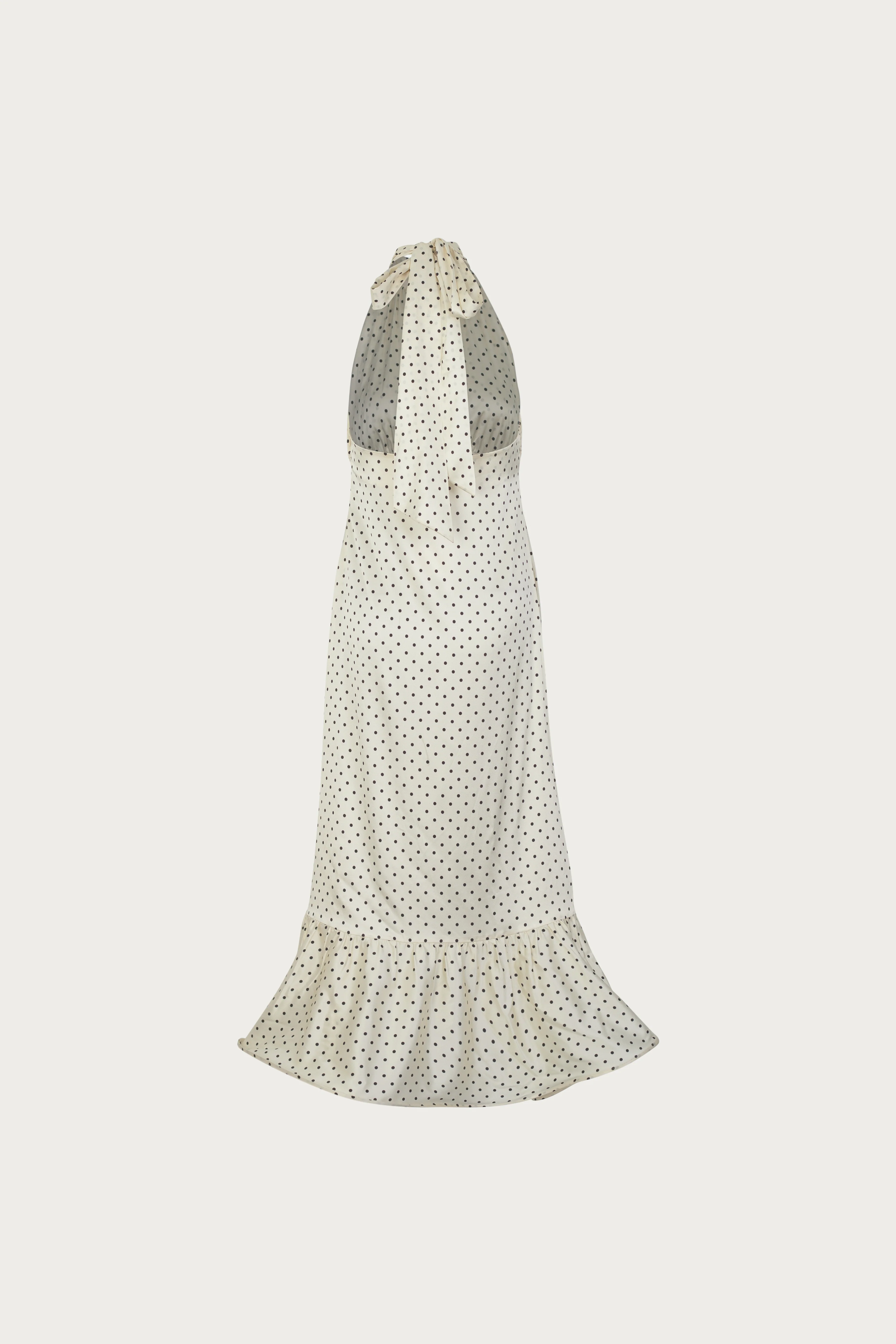 Halter Flounce Midi Dress (Cream Polka Dot) - Image 6
