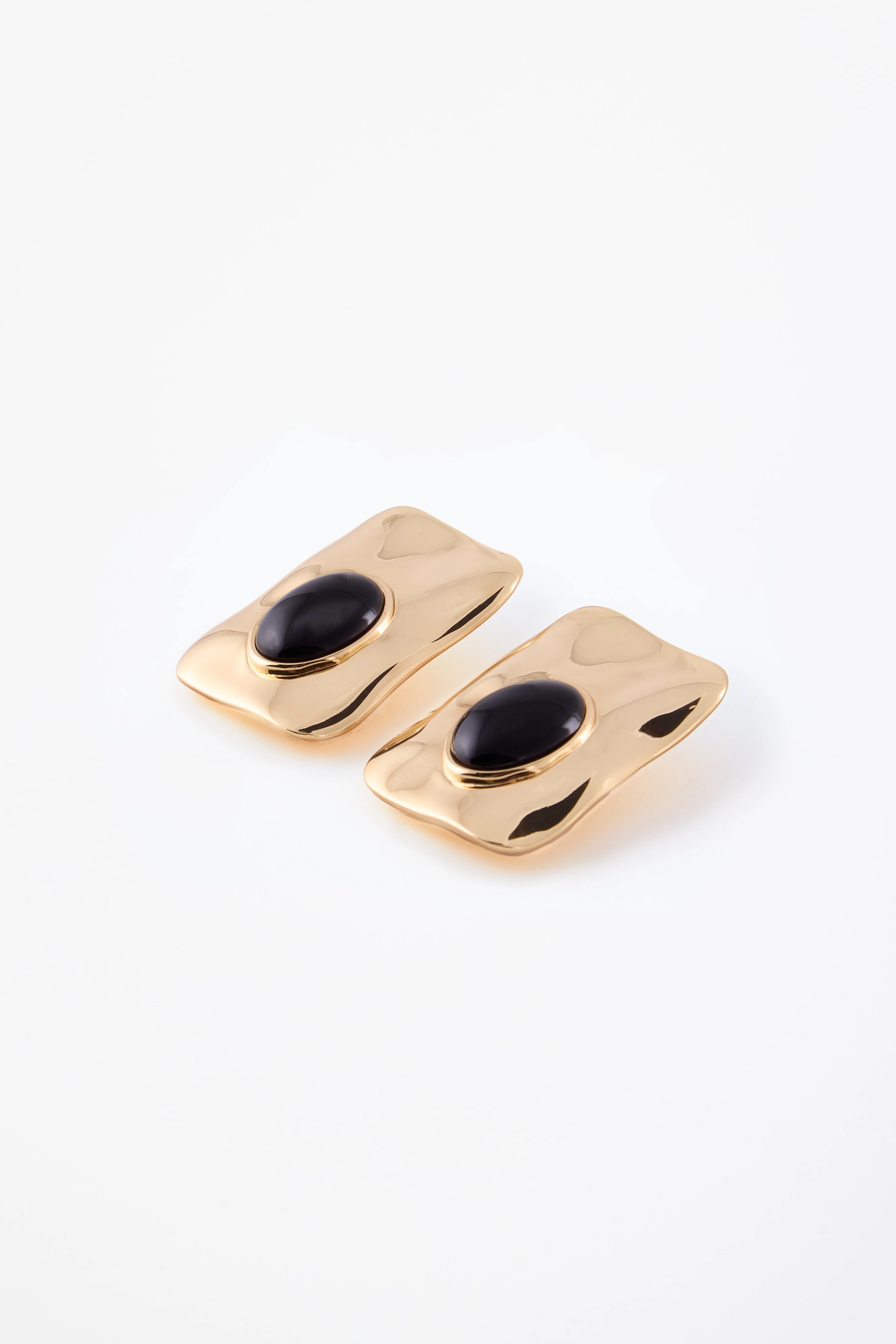 Hammered Stone Earring (Gold/Black) - Image 3
