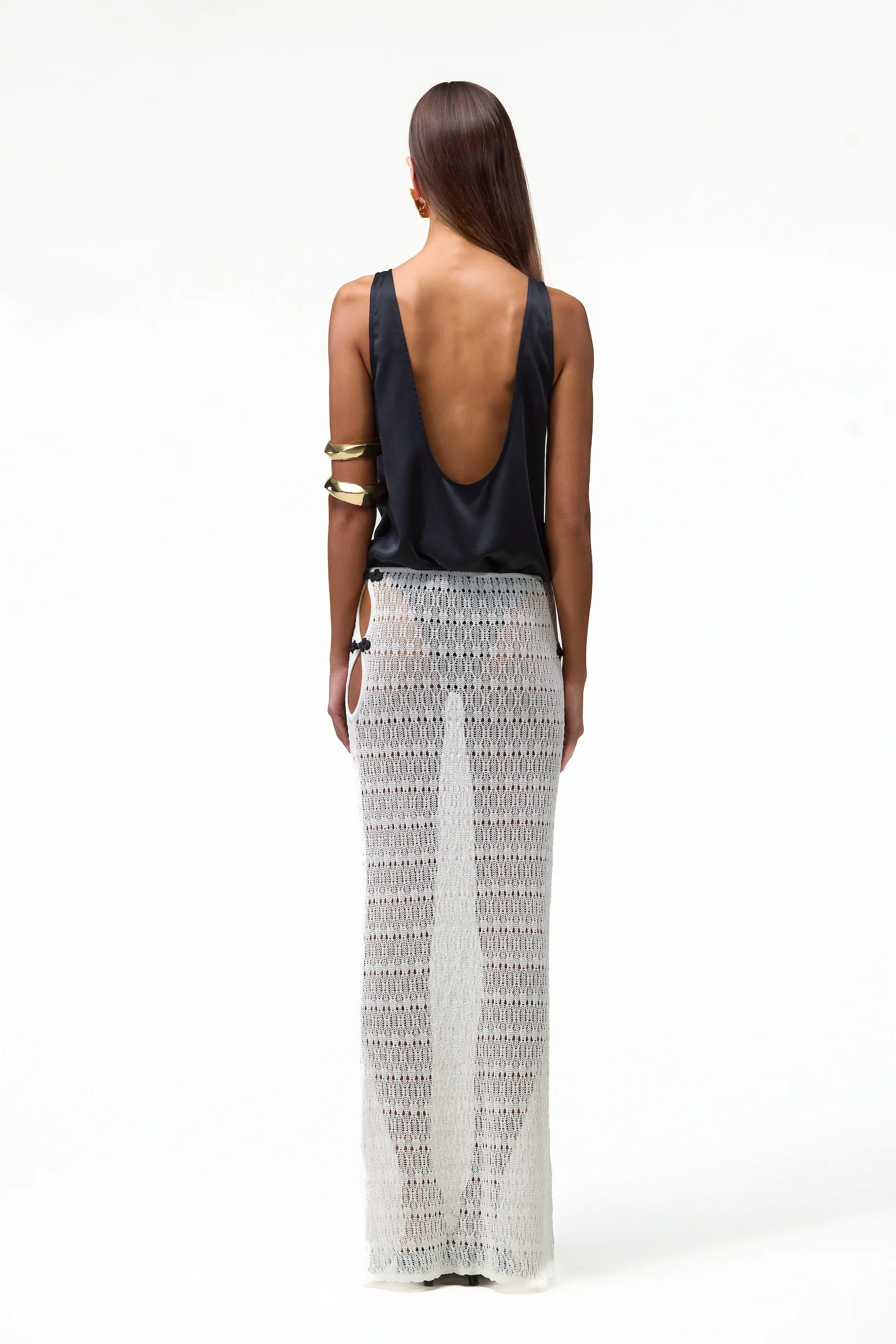 Keyhole Maxi Skirt (Cream) - Image 3