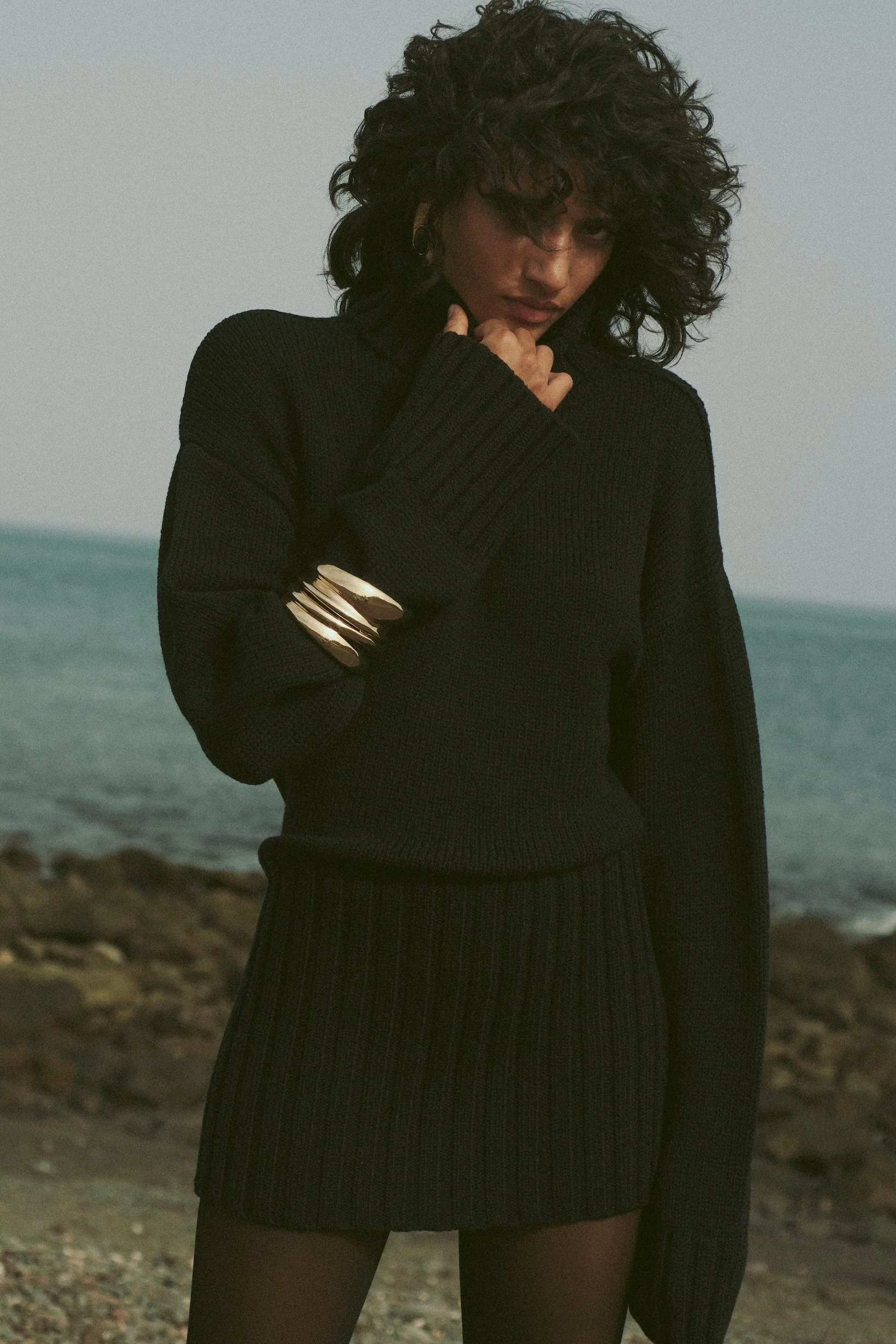 Knit Sweater Dress (Black) - Image 2