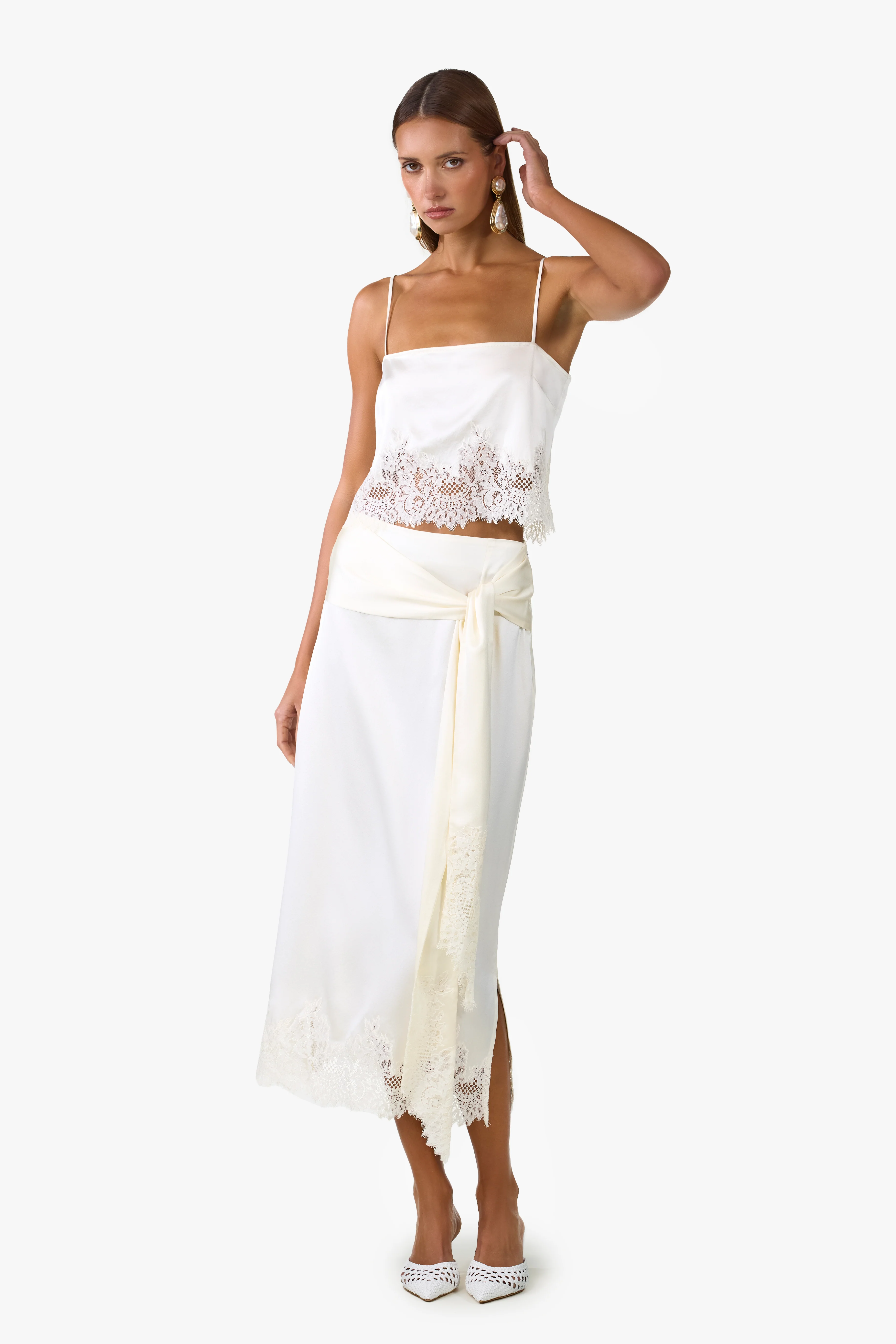 Lace Silk Tank (Cream) - Image 4