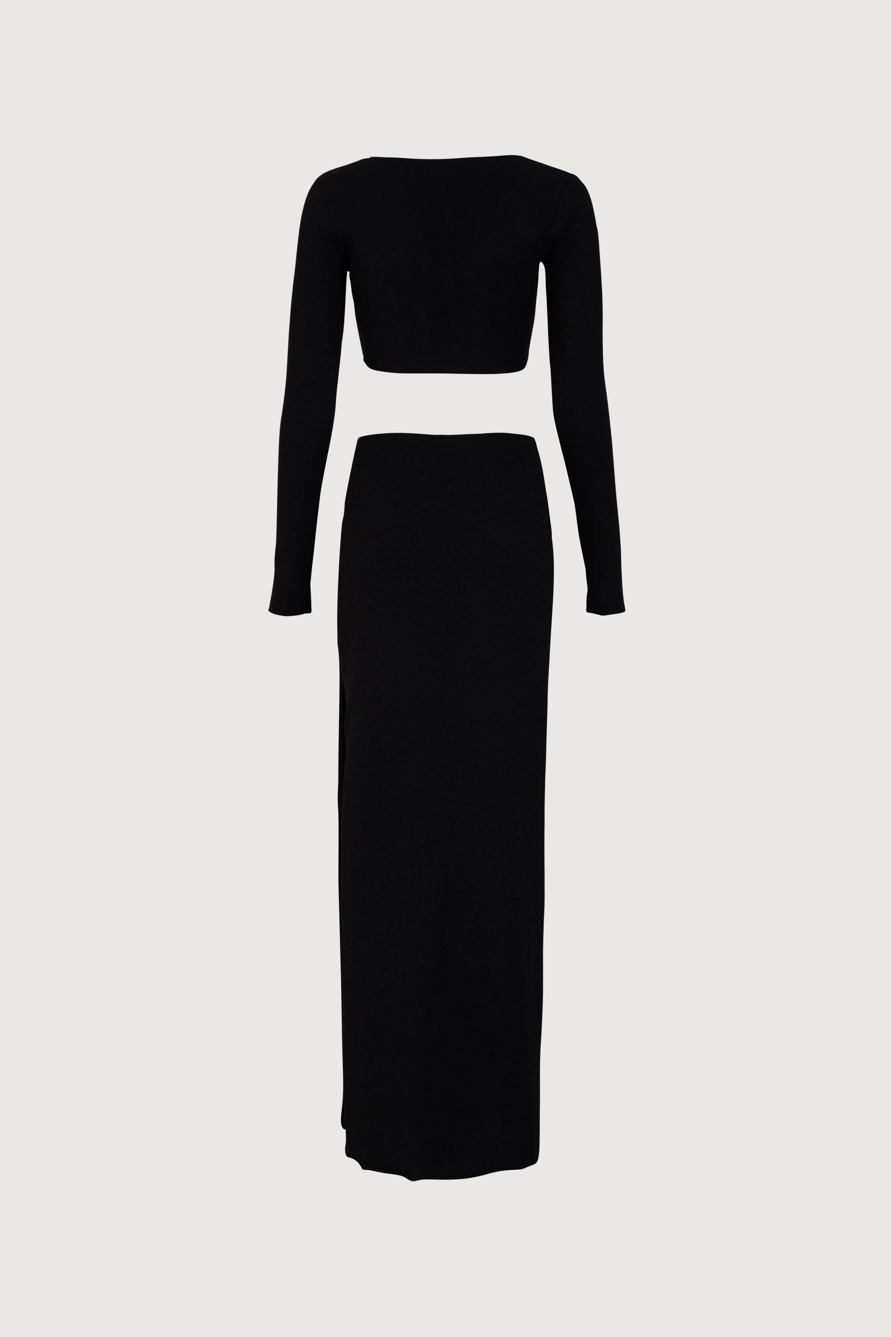 Long Sleeve Cut Out Maxi Dress (Black Lurex) - Image 6