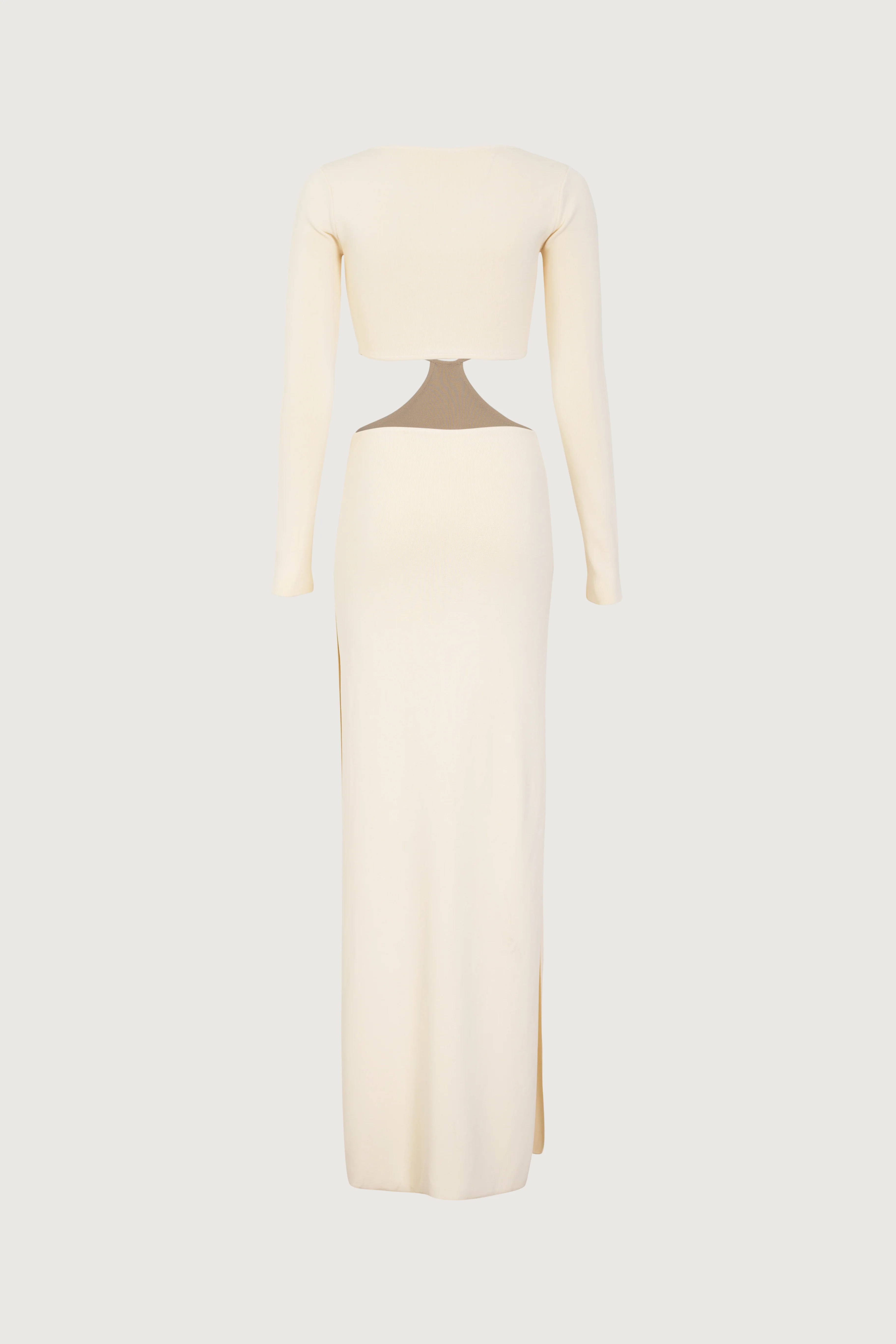 Long Sleeve Cut Out Maxi Dress (Cream) - Image 6