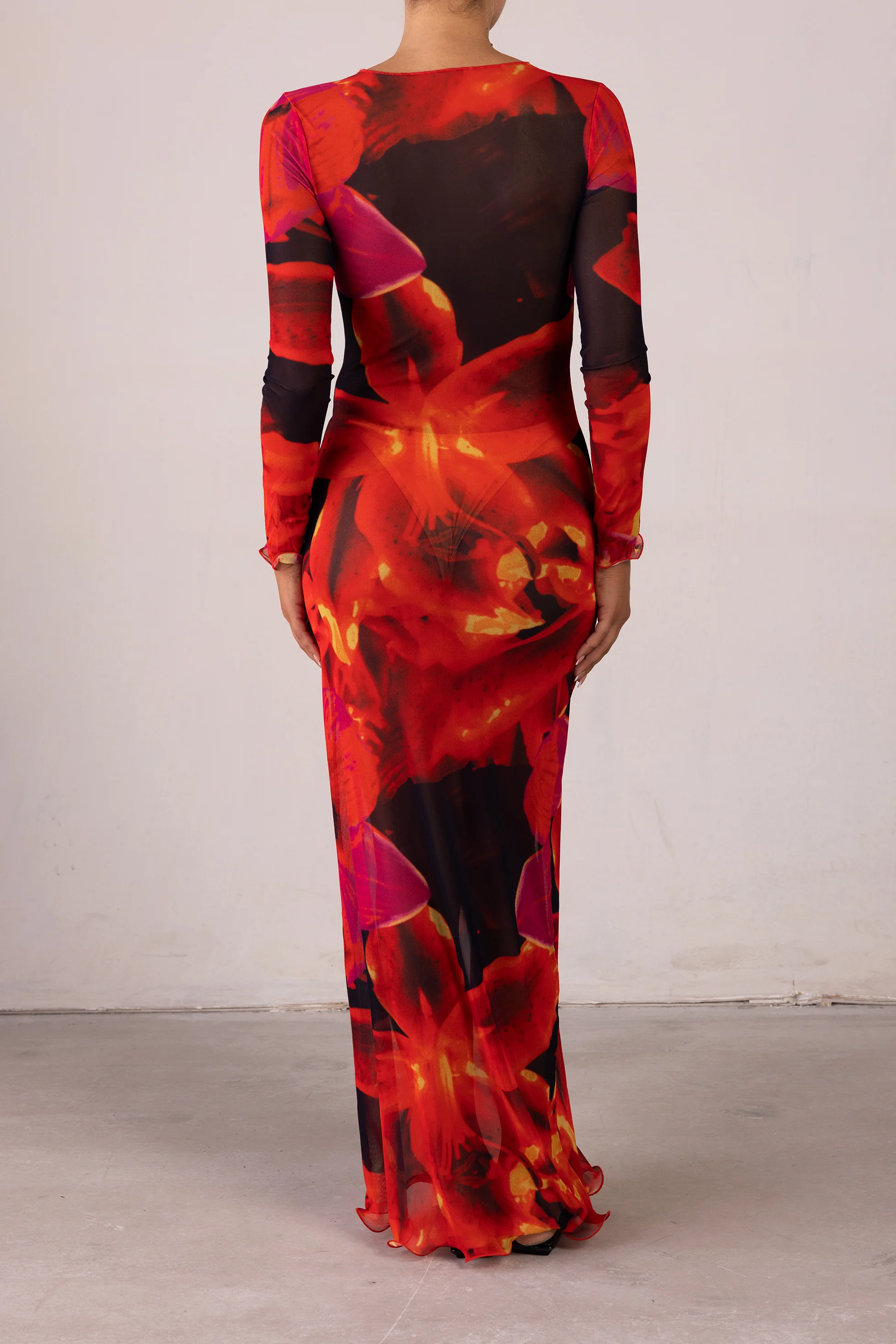Mesh Maxi Dress (Red Tropical) - Image 6