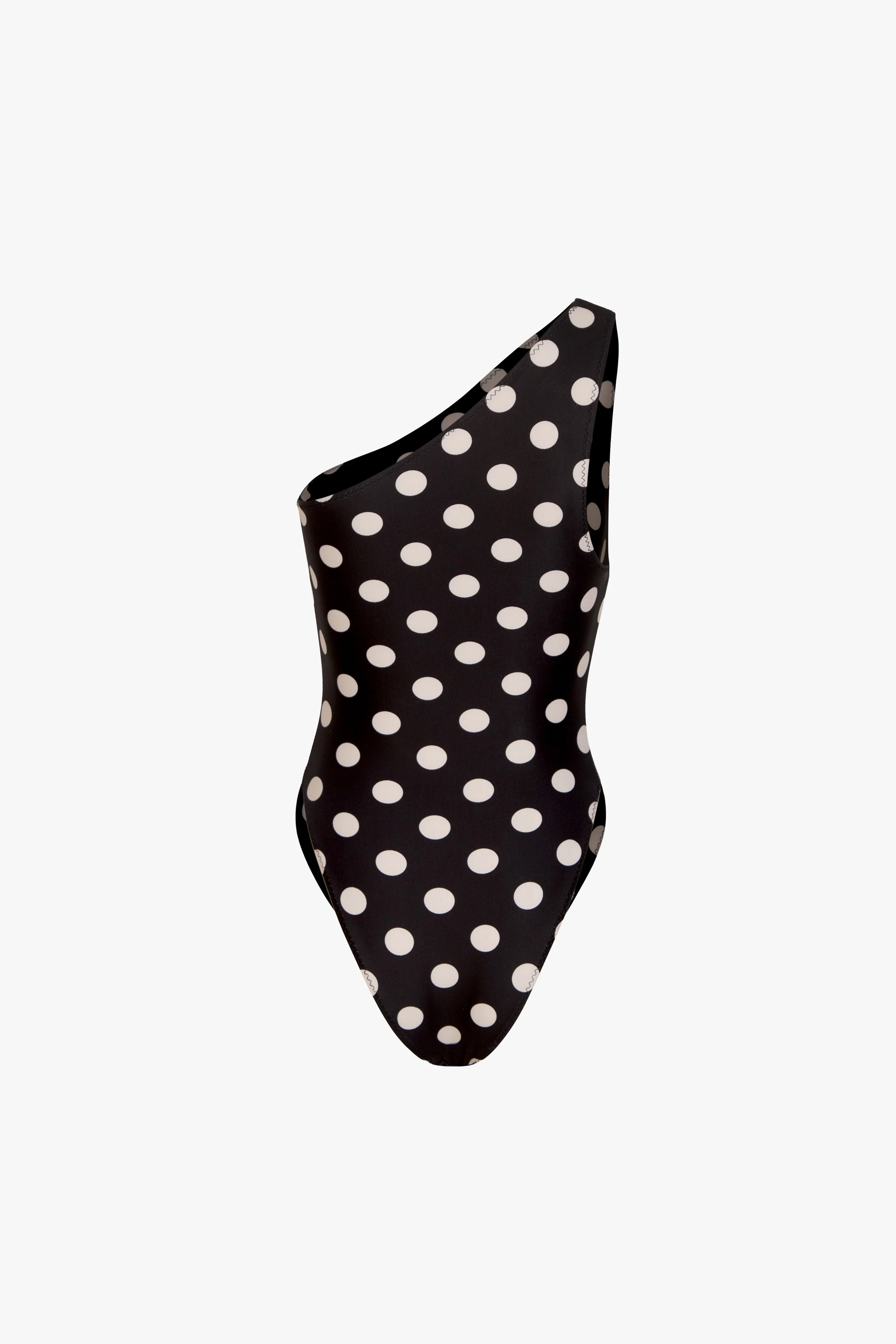 One Shoulder One Piece (Black Taupe Polka Dot) - Image 8