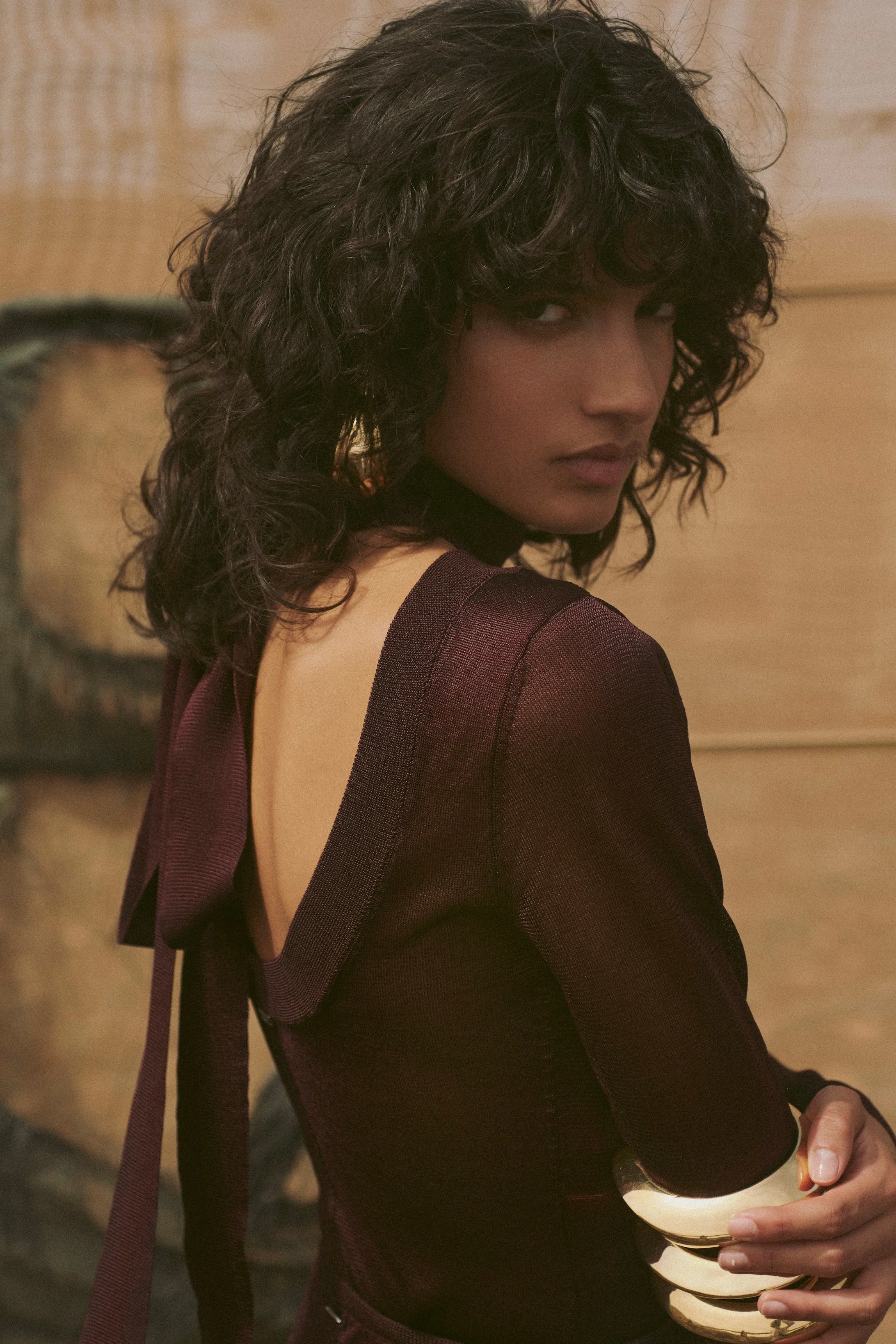 Open Back Knit Bodysuit (Merlot) - Image 5
