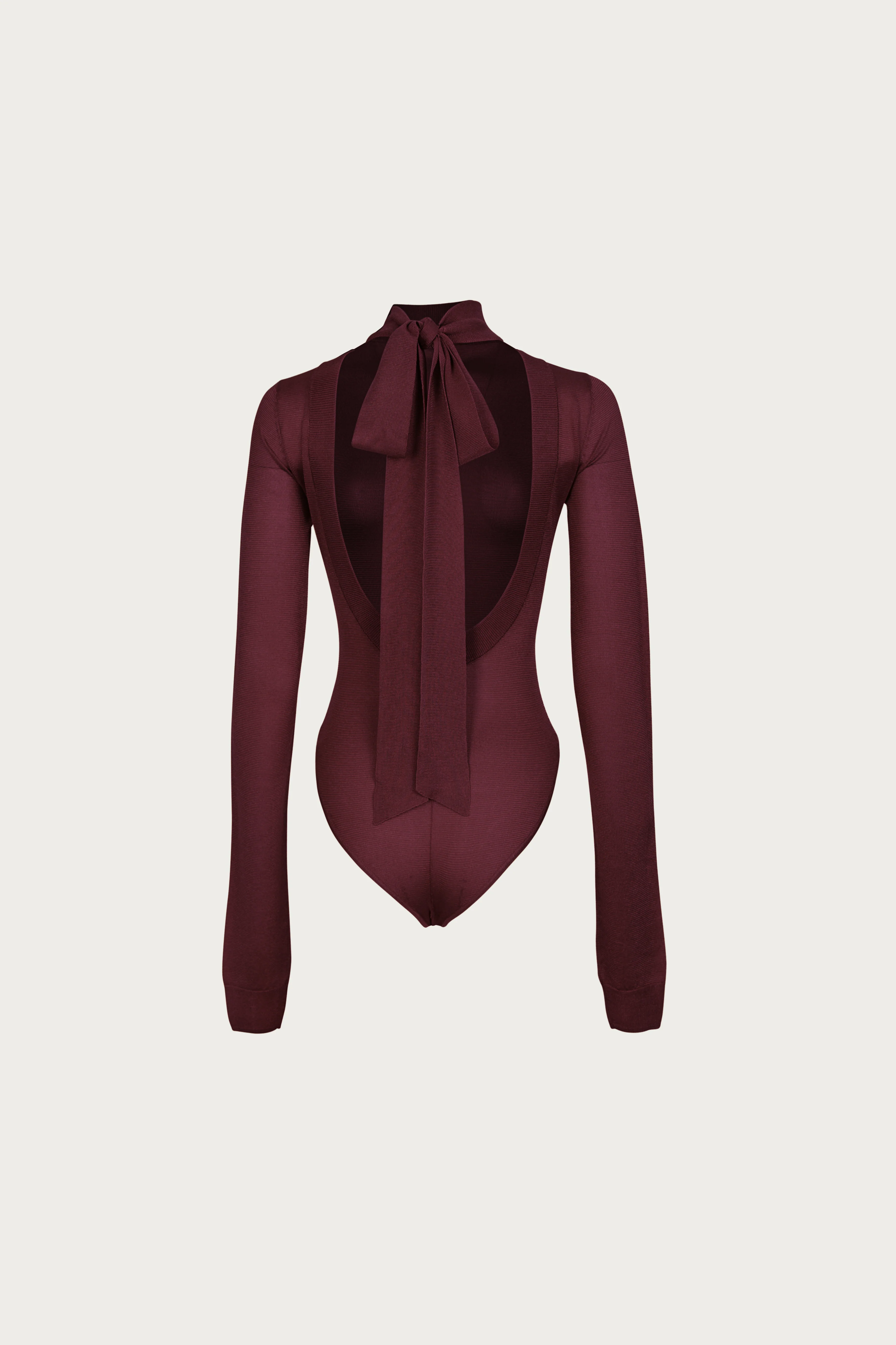 Open Back Knit Bodysuit (Merlot) - Image 6