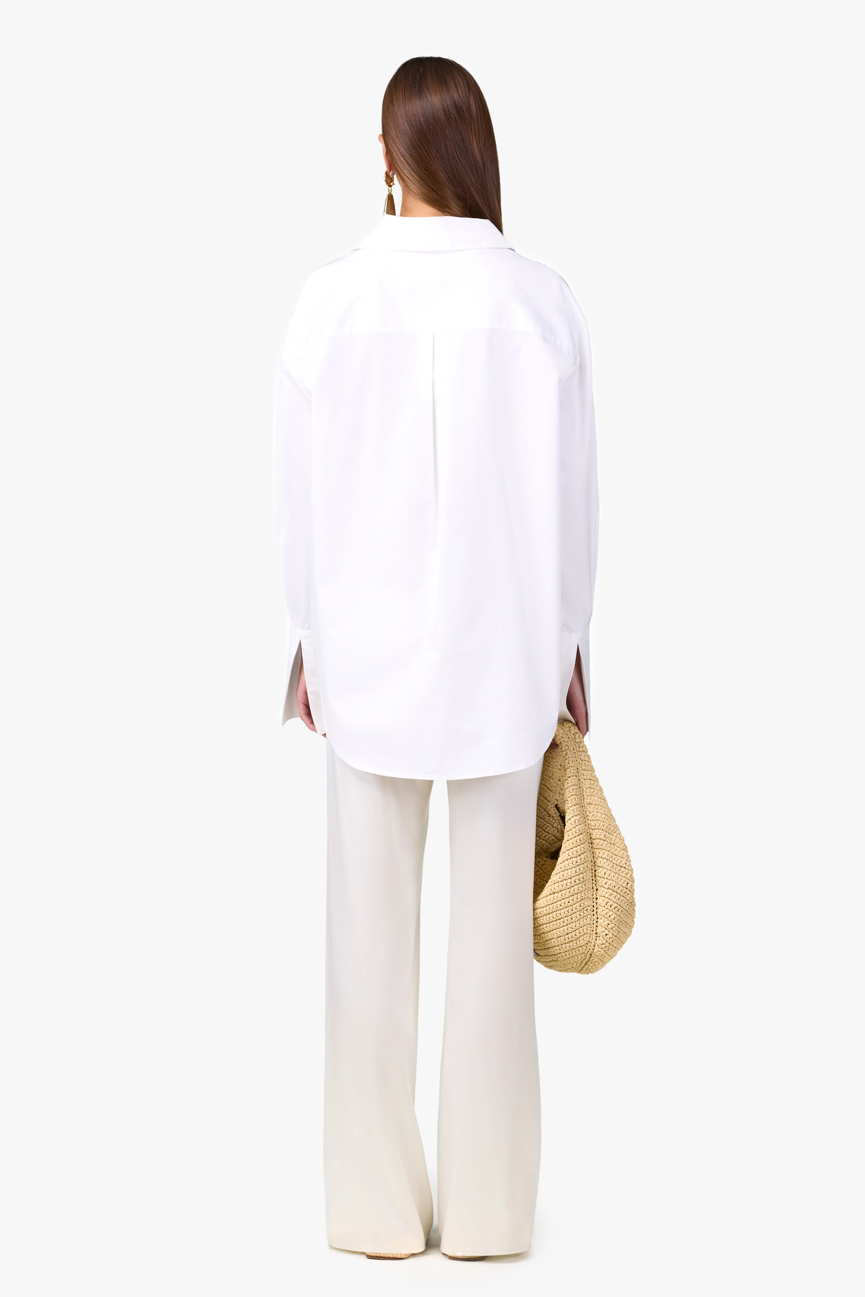 Oversized Poplin Shirt (White/White) - Image 3