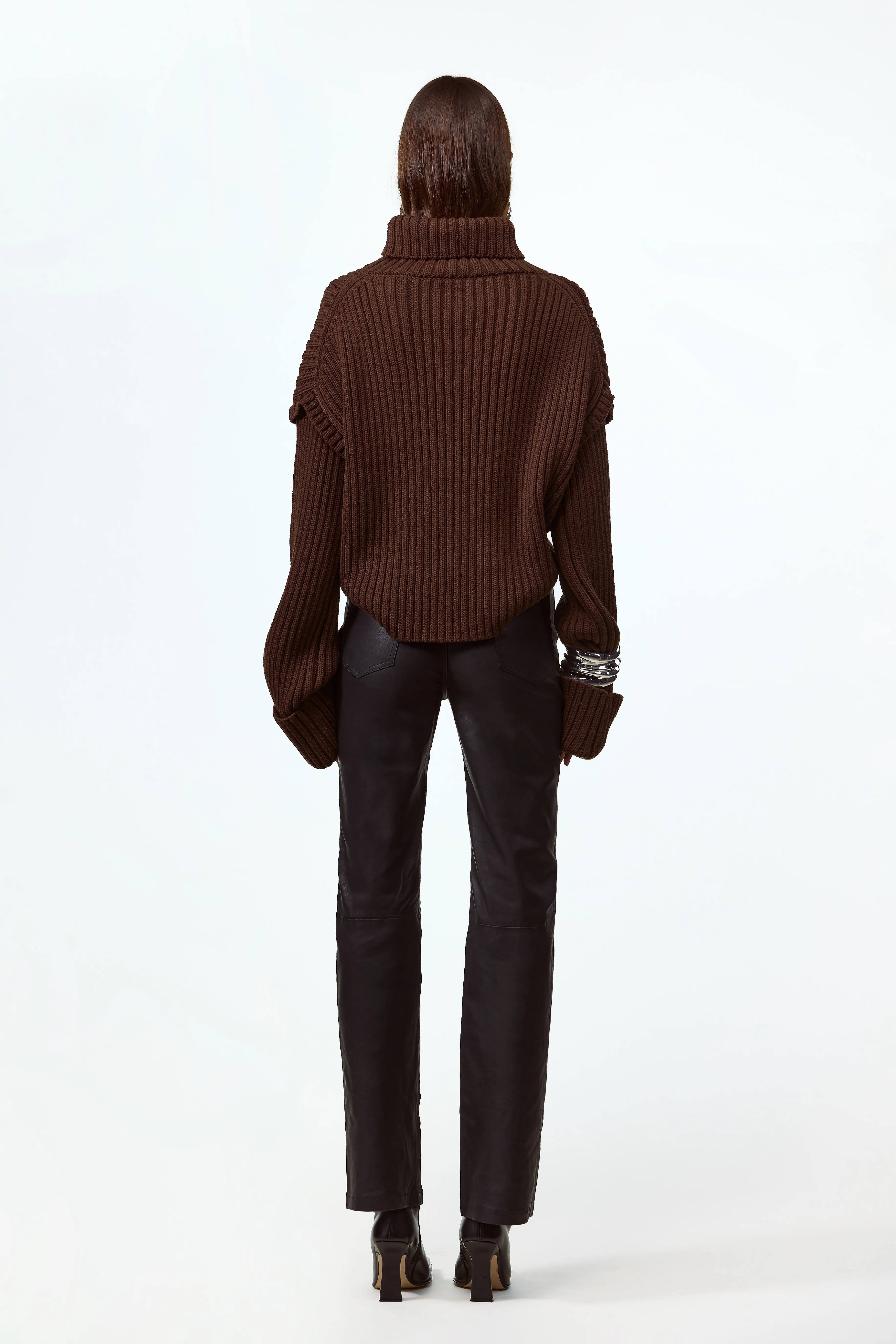 Oversized Ribbed Wool Sweater (Chocolate Brown) - Image 6