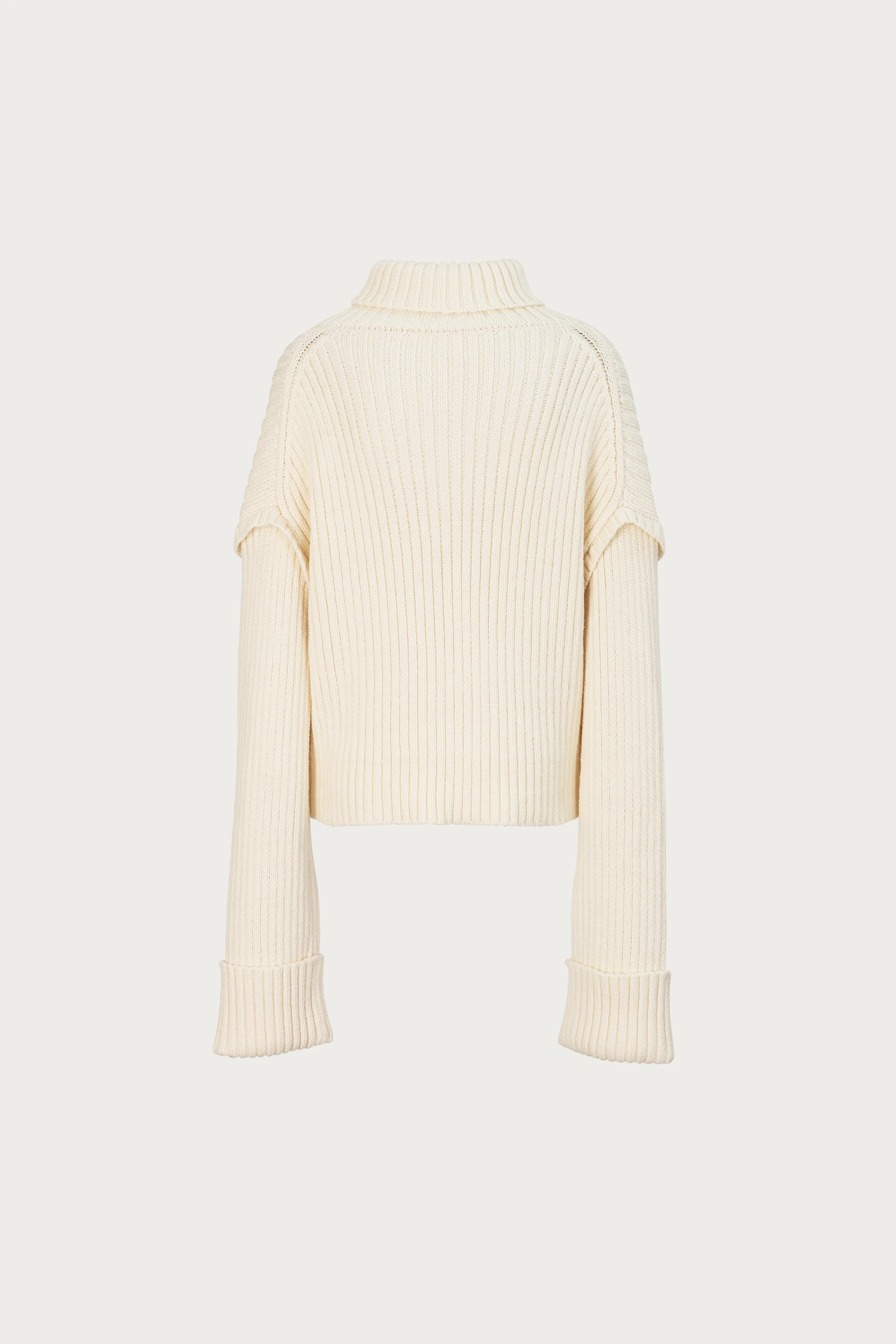Oversized Ribbed Wool Sweater (Cream) - Image 6