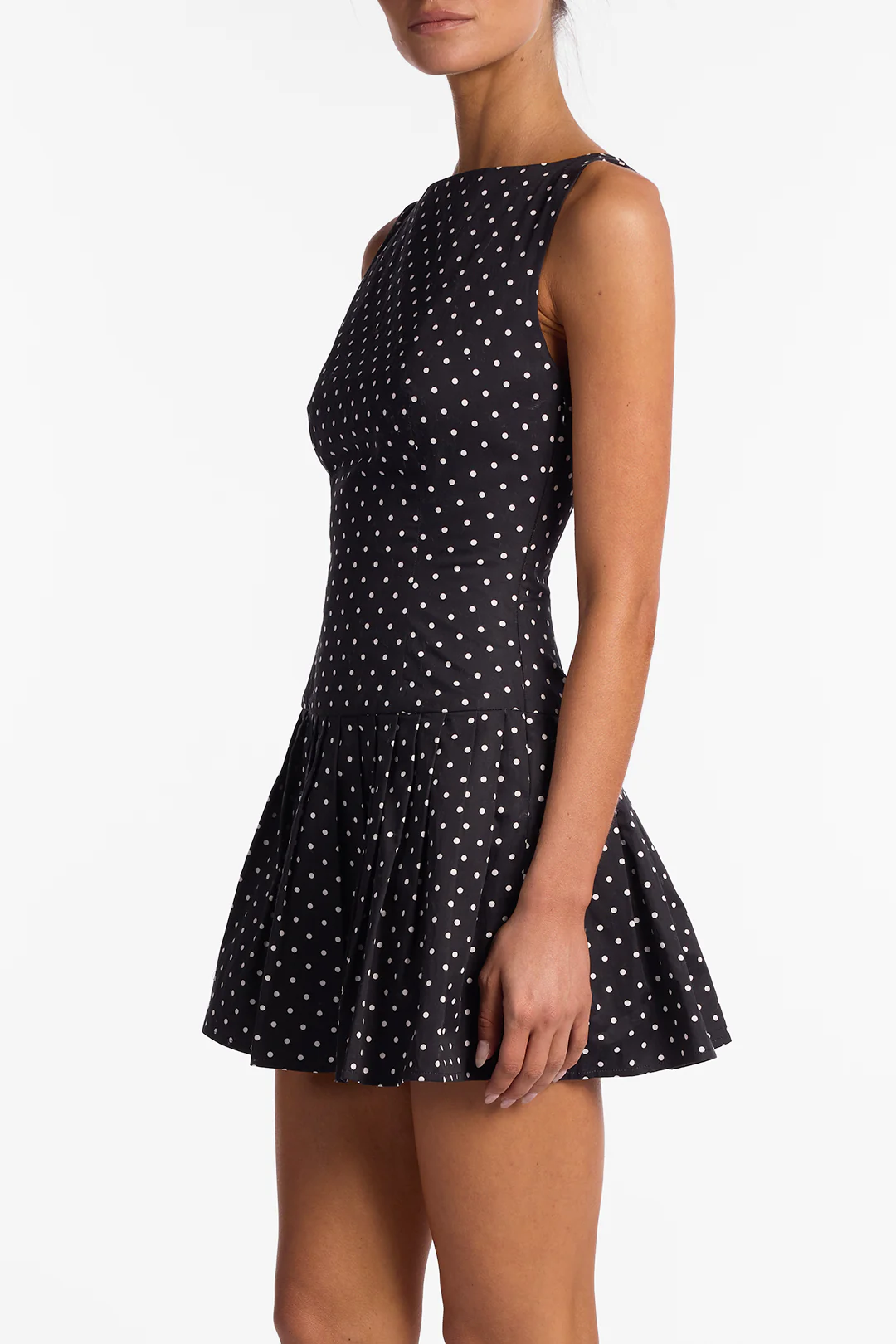 Poplin Mini Dress (Black Polka Dot) - Image 3