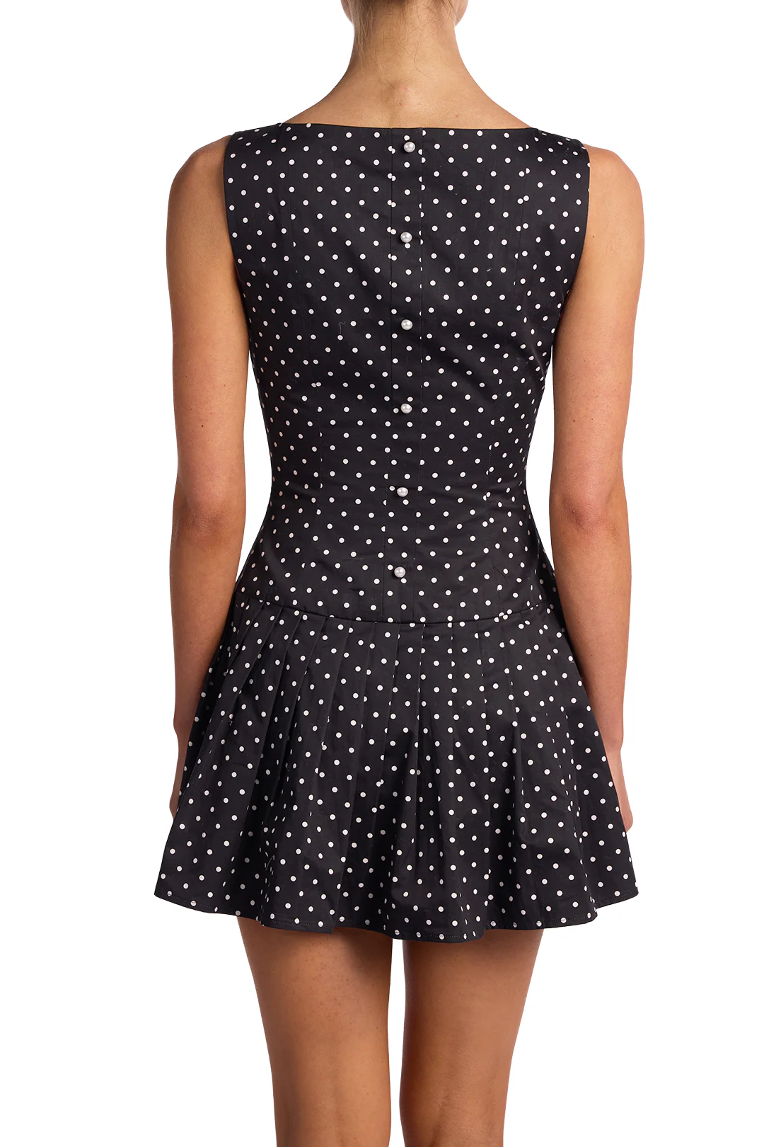 Poplin Mini Dress (Black Polka Dot) - Image 4