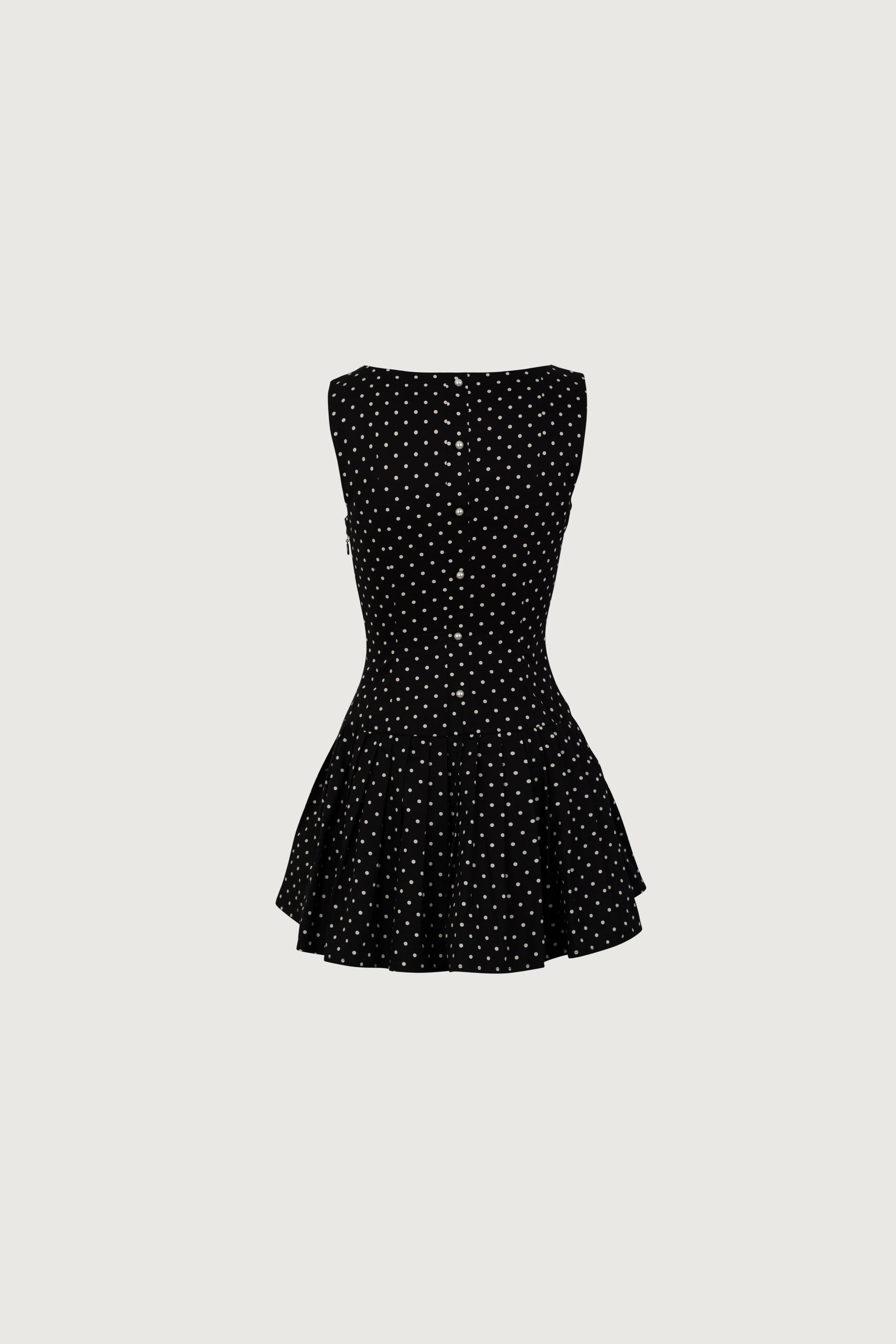 Poplin Mini Dress (Black Polka Dot) - Image 5