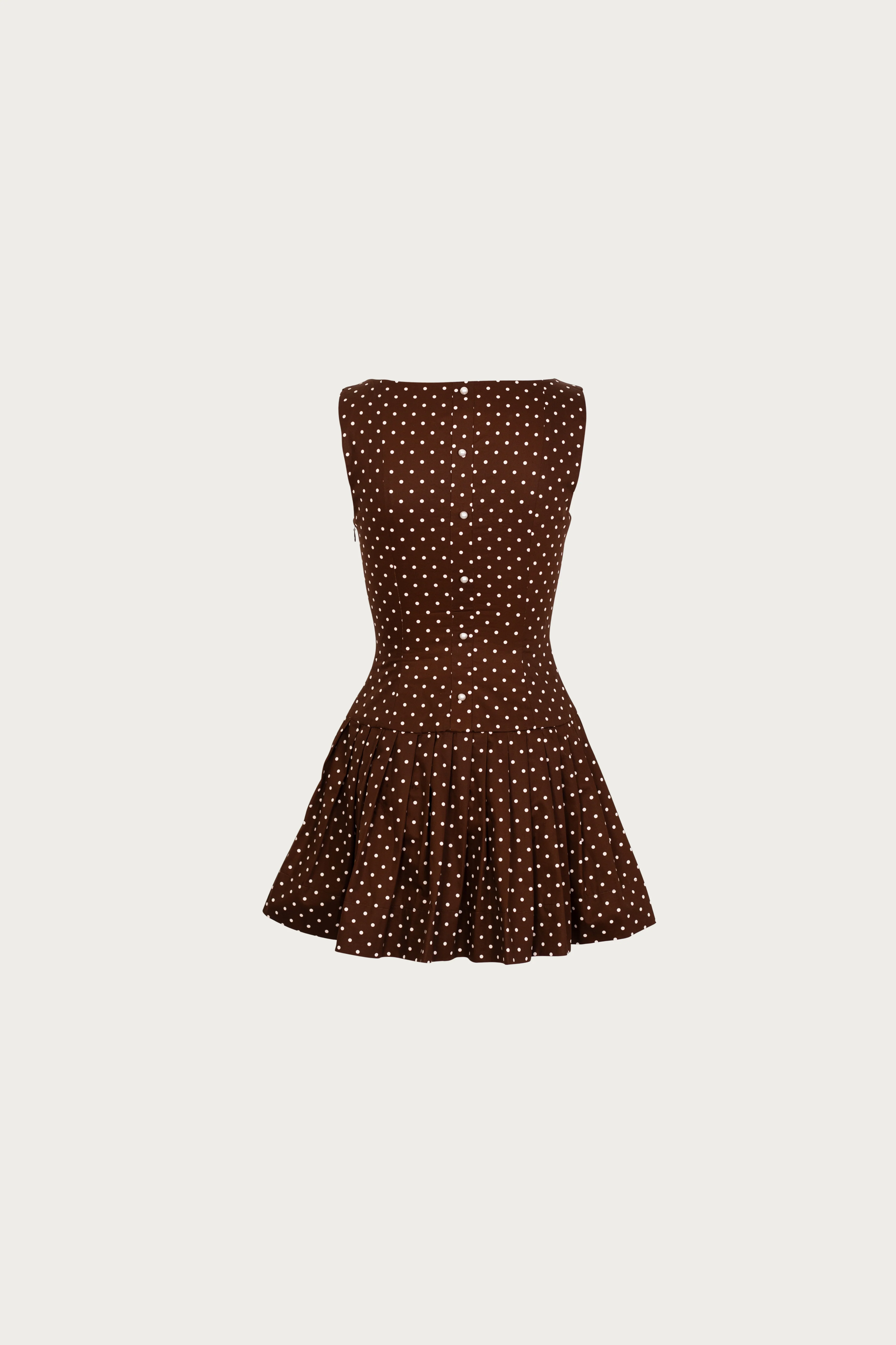 Poplin Mini Dress (Brown Polka Dot) - Image 2