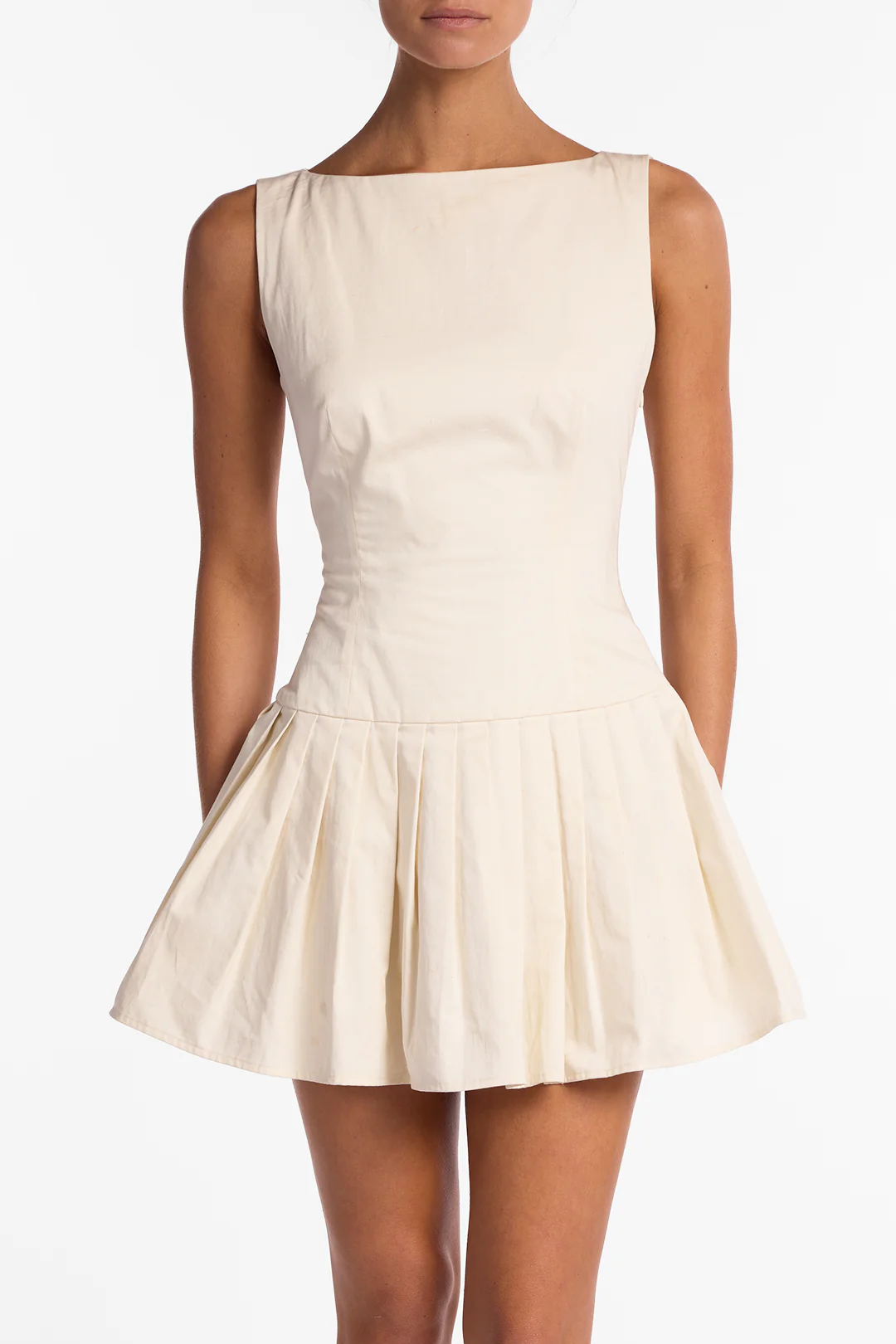 Poplin Mini Dress (Cream) - Image 3