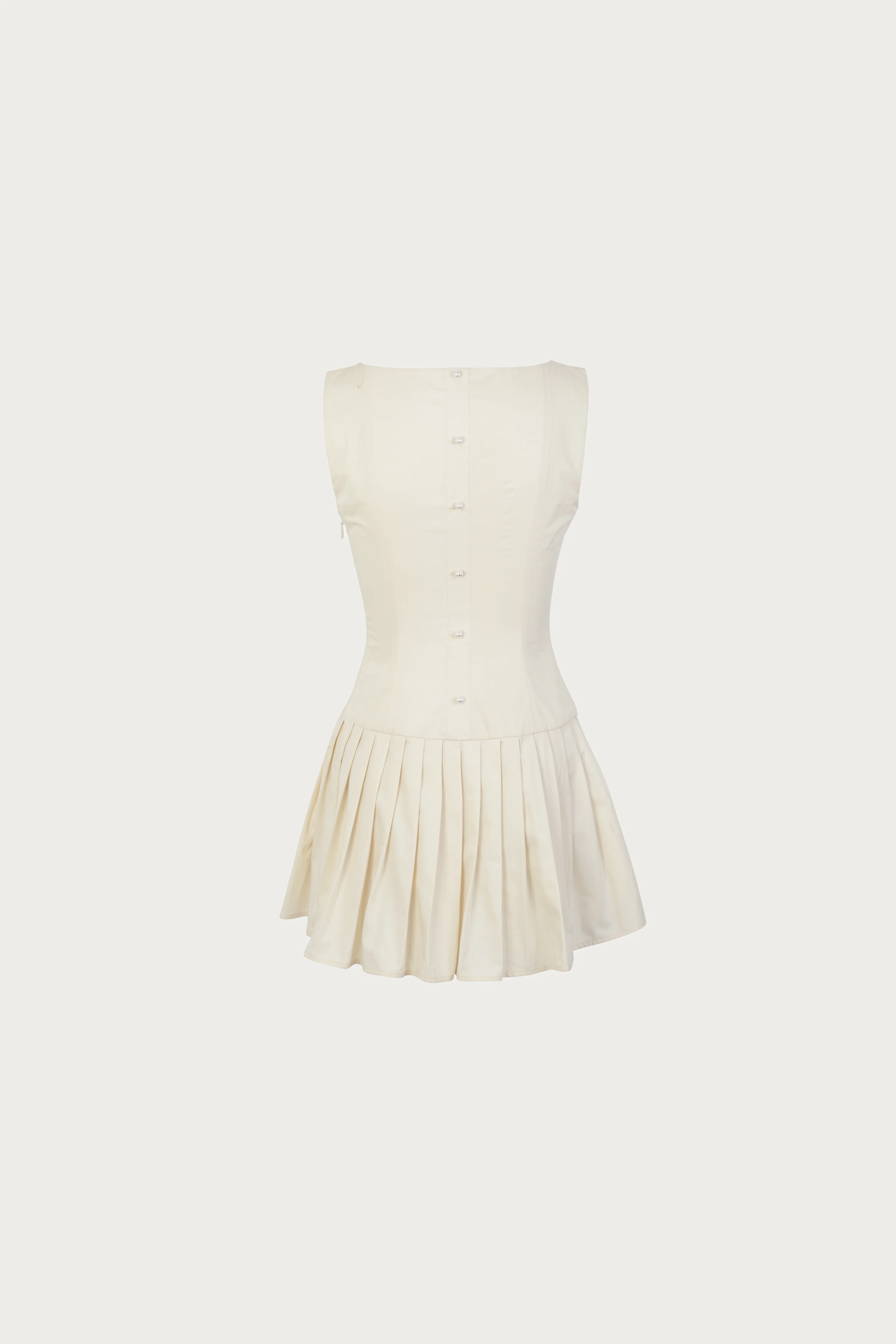 Poplin Mini Dress (Cream) - Image 5