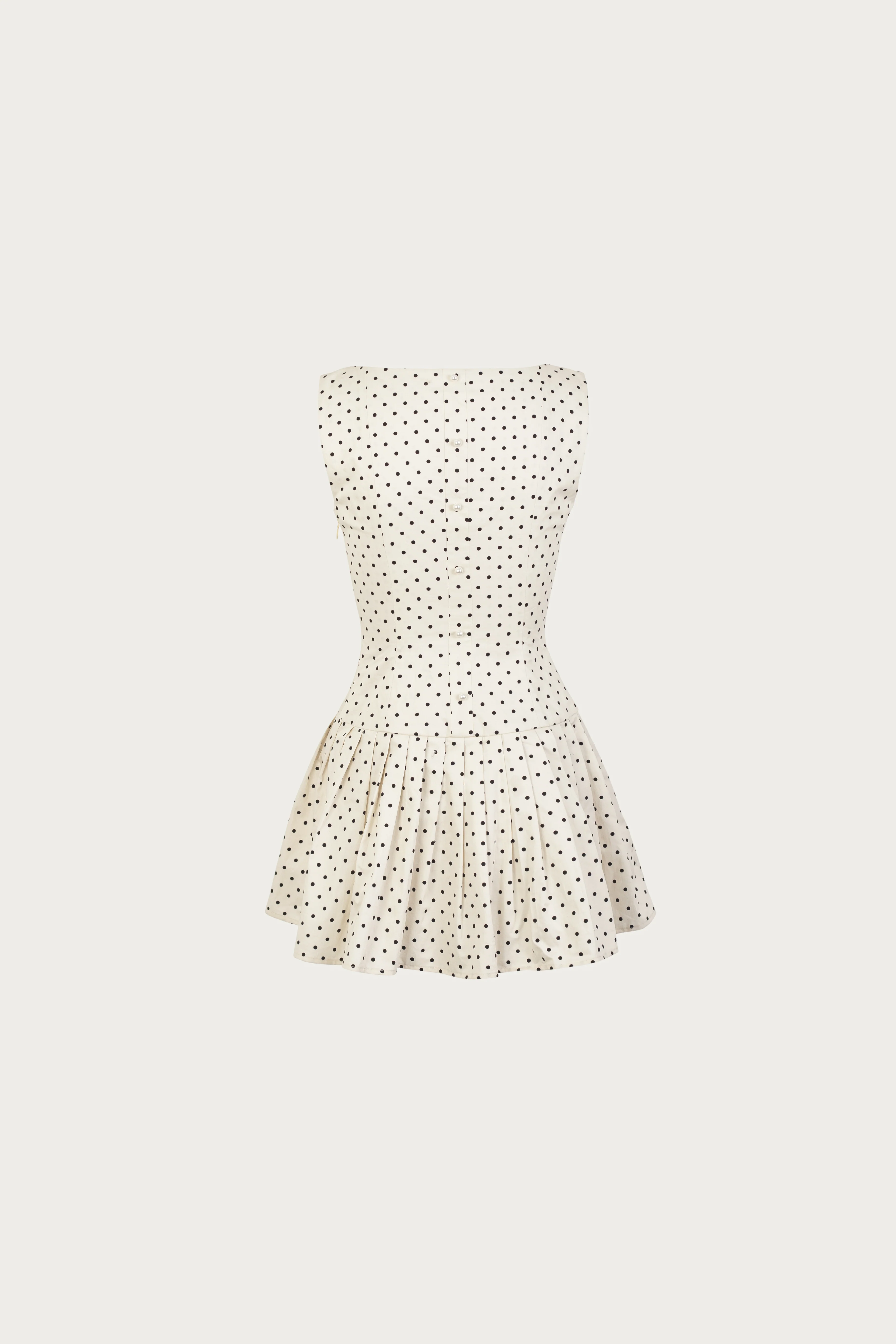 Poplin Mini Dress (Cream Polka Dot) - Image 6