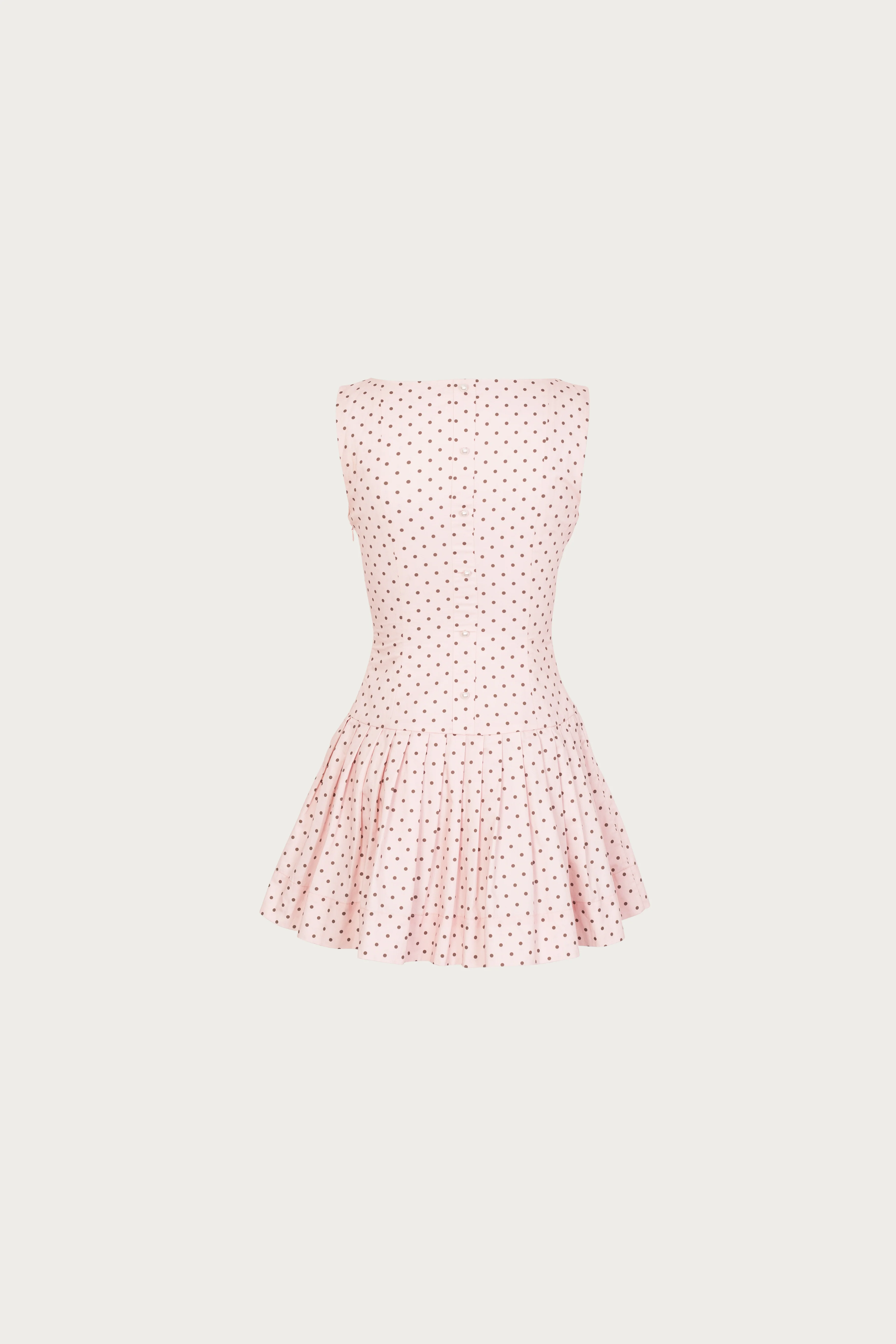 Poplin Mini Dress (Pink Polka Dot) - Image 3