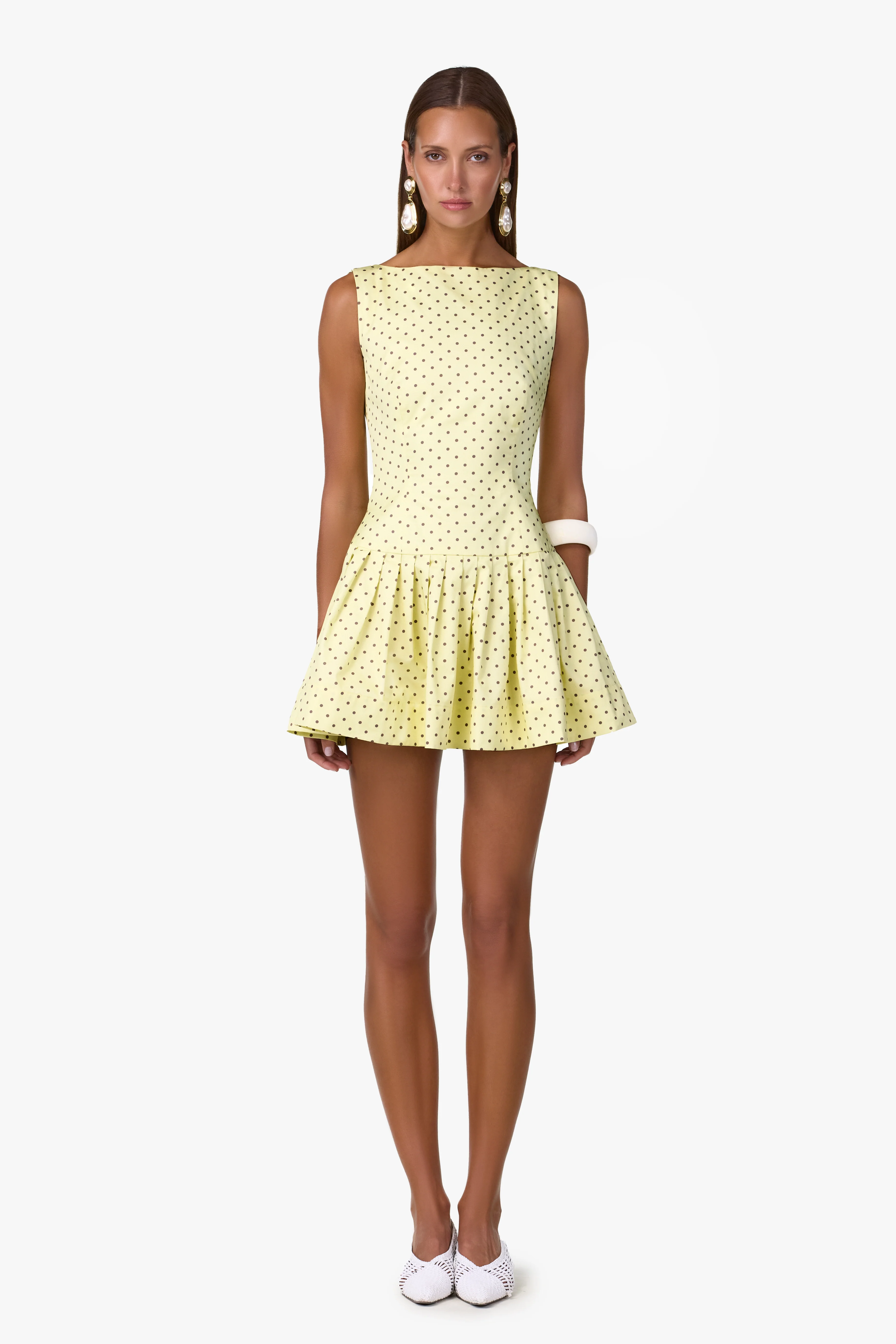 Poplin Mini Dress (Yellow Polka Dot) - Image 2