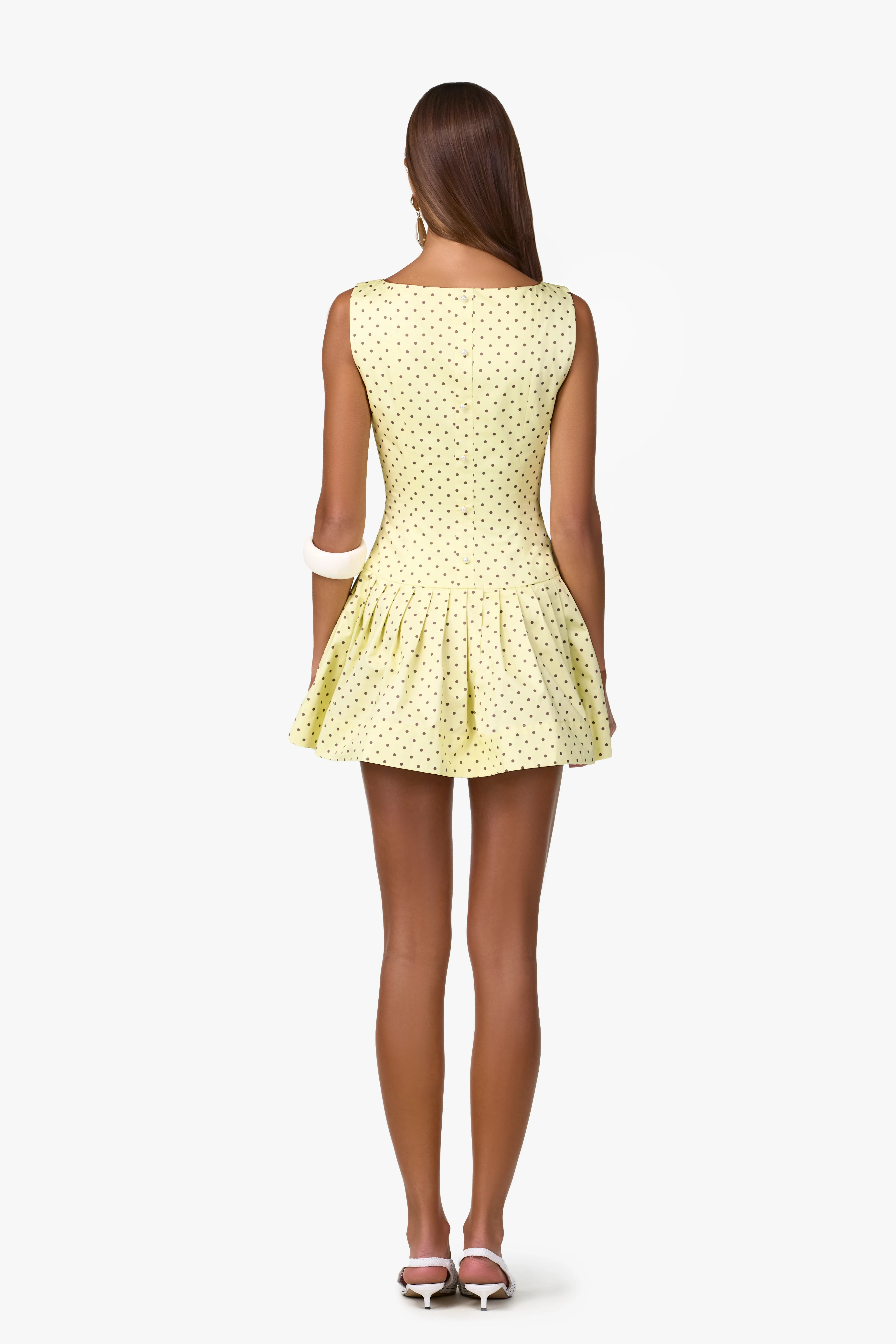 Poplin Mini Dress (Yellow Polka Dot) - Image 3