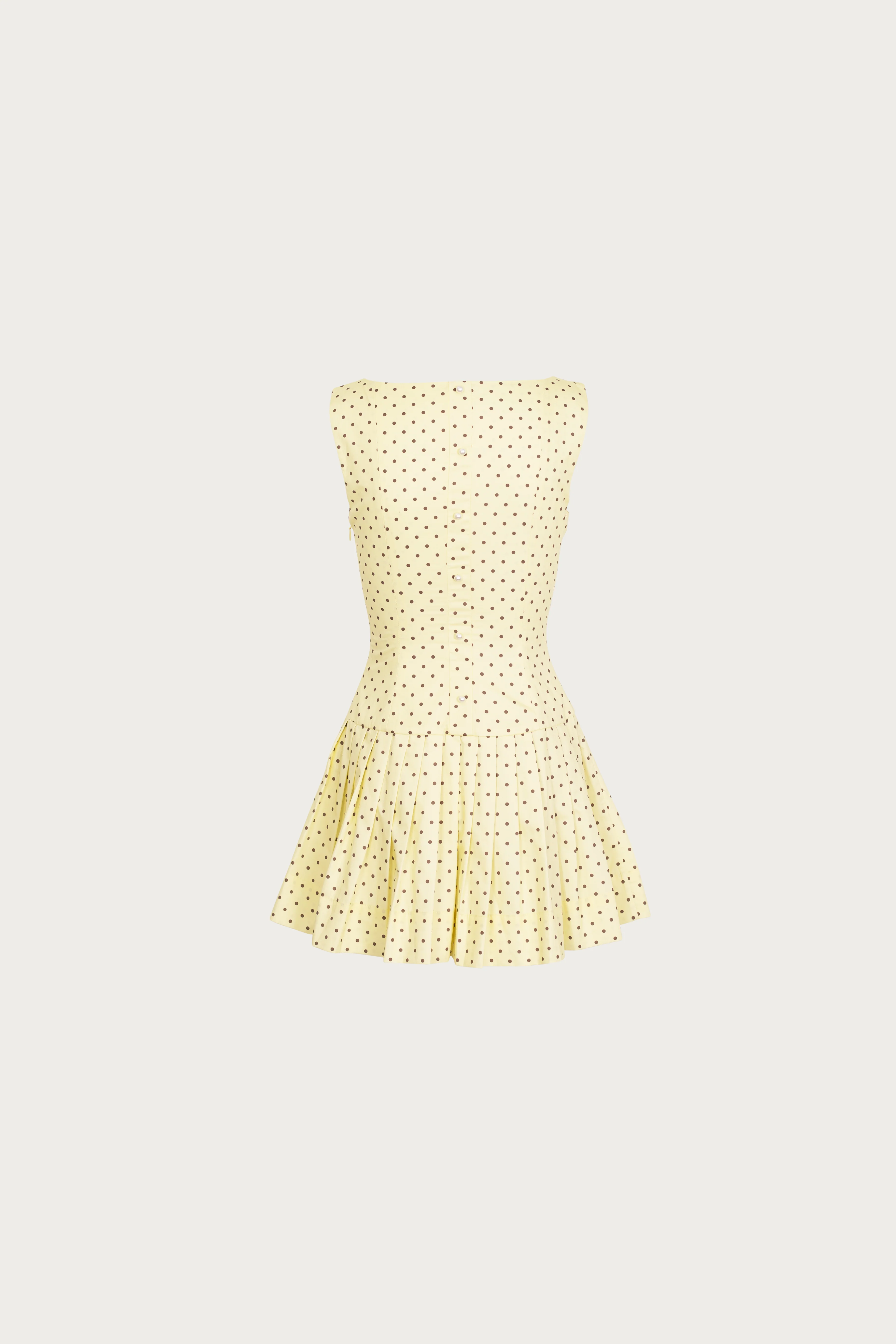 Poplin Mini Dress (Yellow Polka Dot) - Image 4