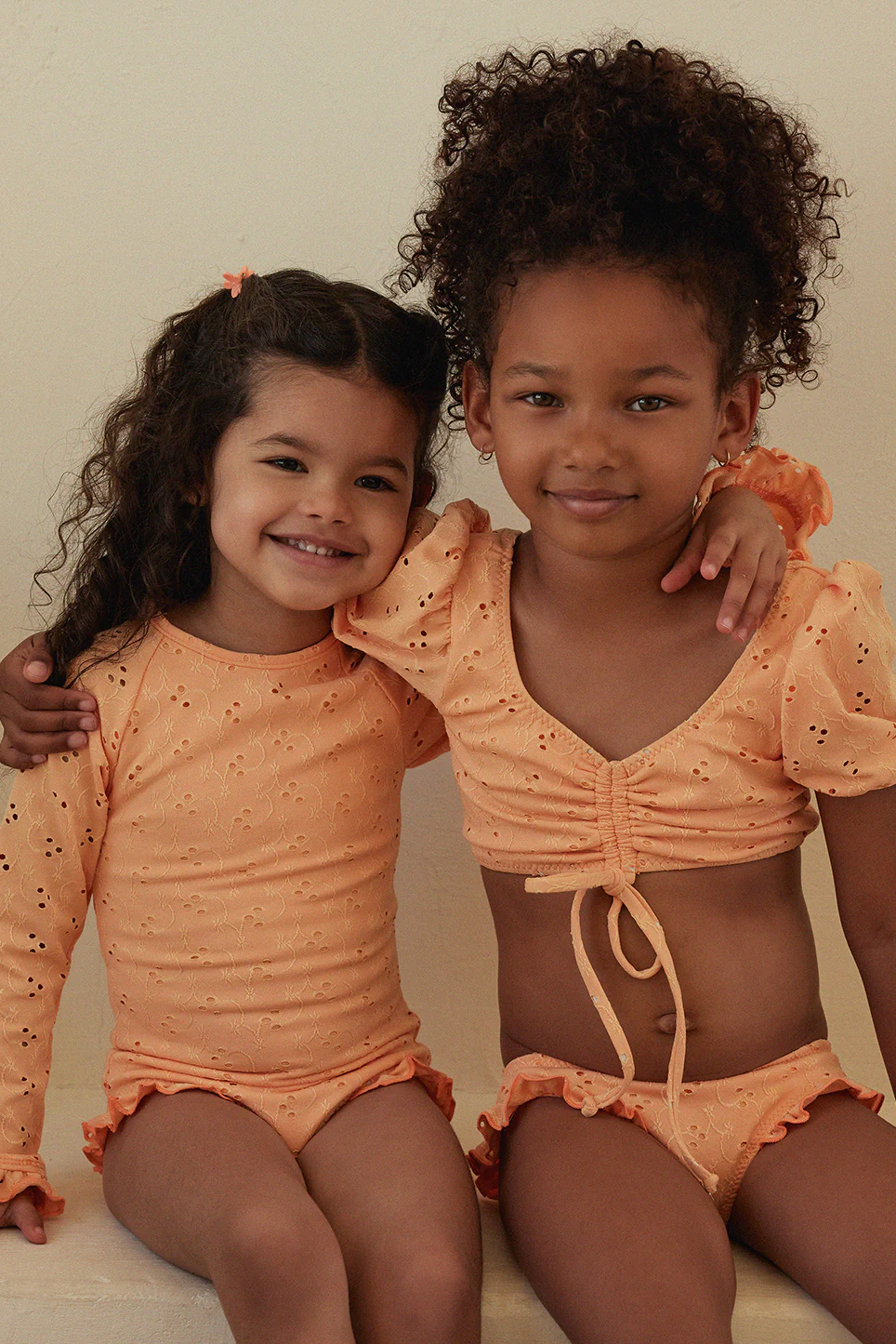 puff sleeve top (peach eyelet) - Image 2