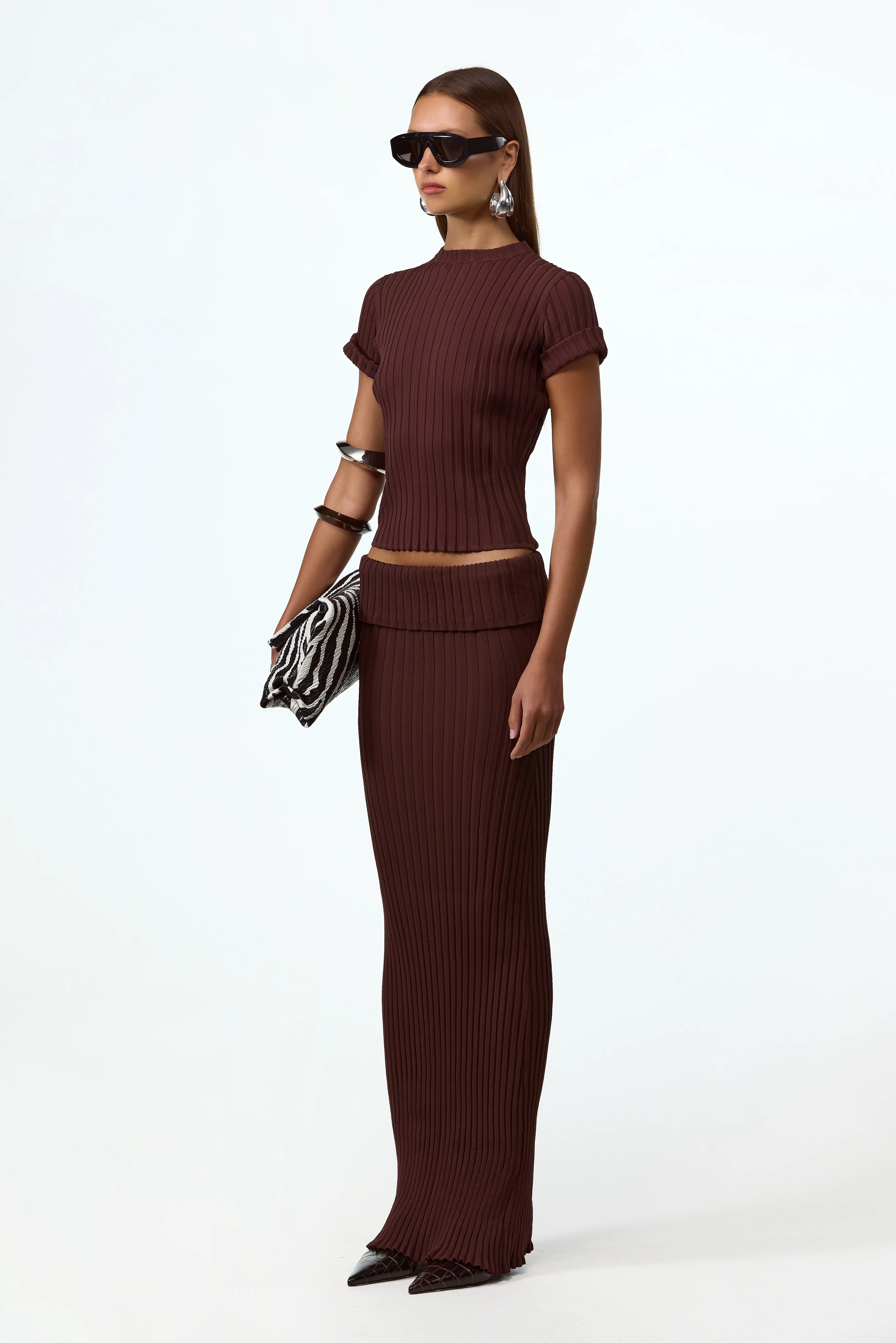 Ribbed Knit Top (Chocolate Brown) - Image 3